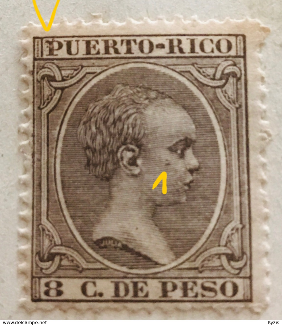 PUERTO-RICO TRÈS RARE - VARIÉTÉ / Le Roi Alphonse XIII,1894 - Porto Rico