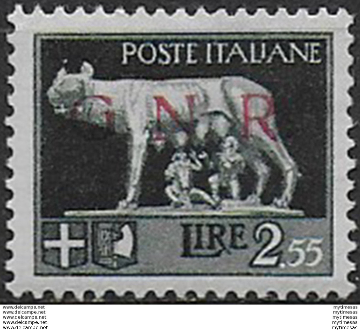 1943 Repubblica Sociale Lire 2,55 G.N.R. Brescia I MNH Sassone N 483/I - Autres & Non Classés