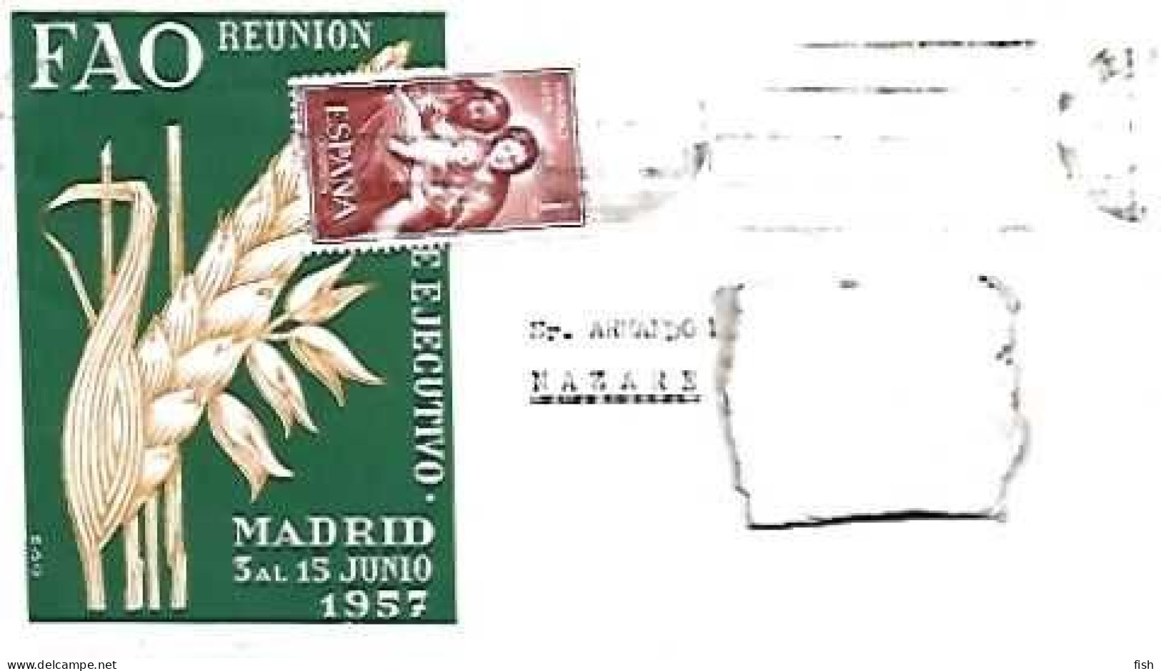 Spain & FDC FAO, Reunión Del Comité Ejecutivo, Lerida A Nazare Portugal 1957 (68688) - FDC