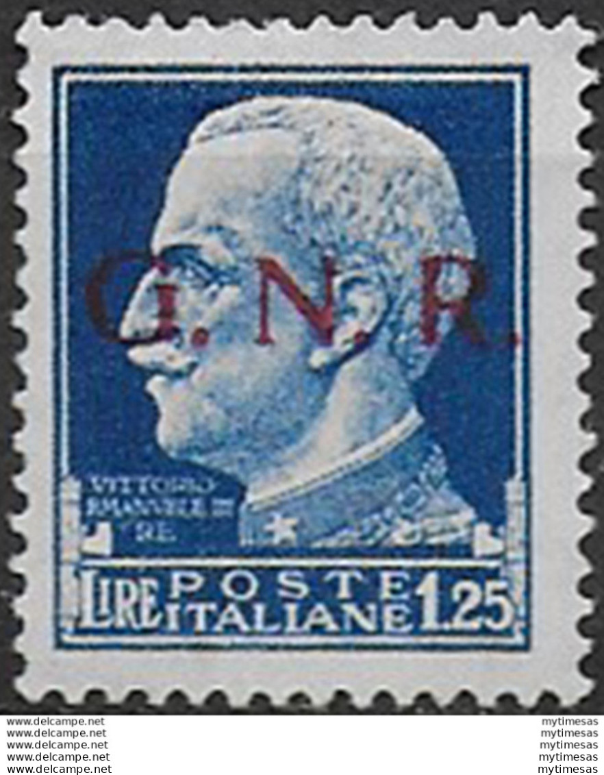 1943 Repubblica Sociale Lire 1,25 G.N.R. Brescia I MNH Sassone N 480/I - Autres & Non Classés