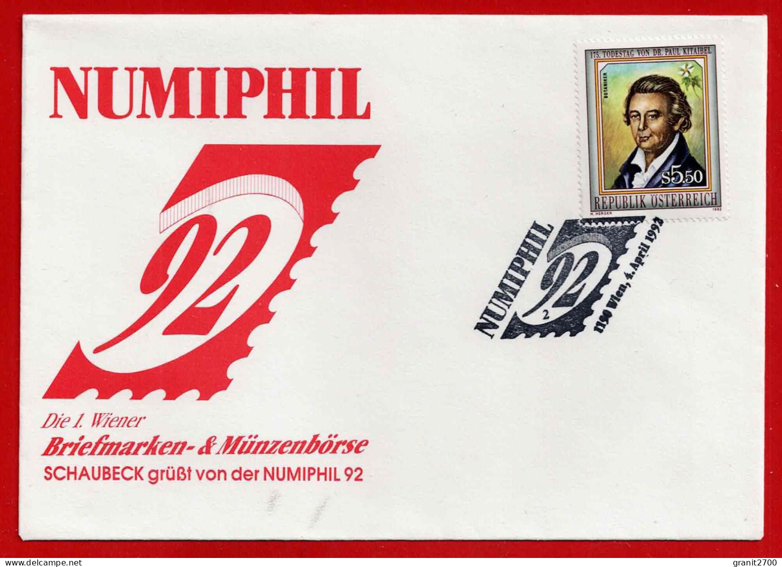 Brief Mit Stempel 1190 Wien  - NUMIPHIL -    Vom 4.4. 1992 - Cartas & Documentos