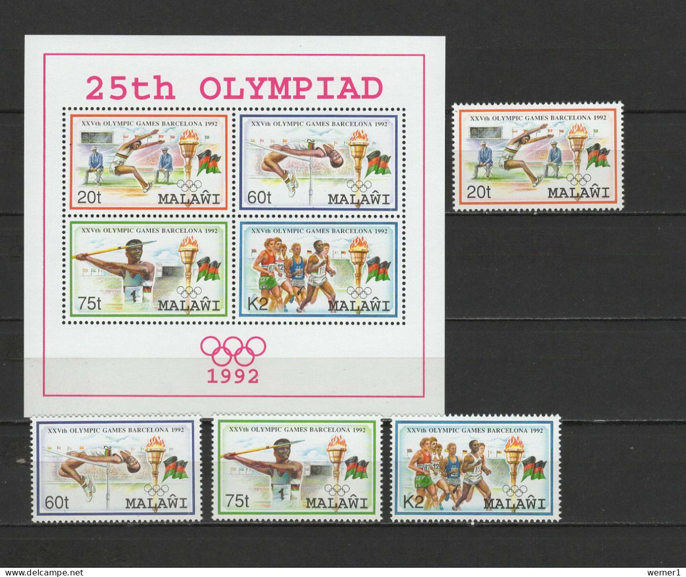 Malawi 1992 Olympic Games Barcelona Set Of 4 + S/s MNH - Estate 1992: Barcellona