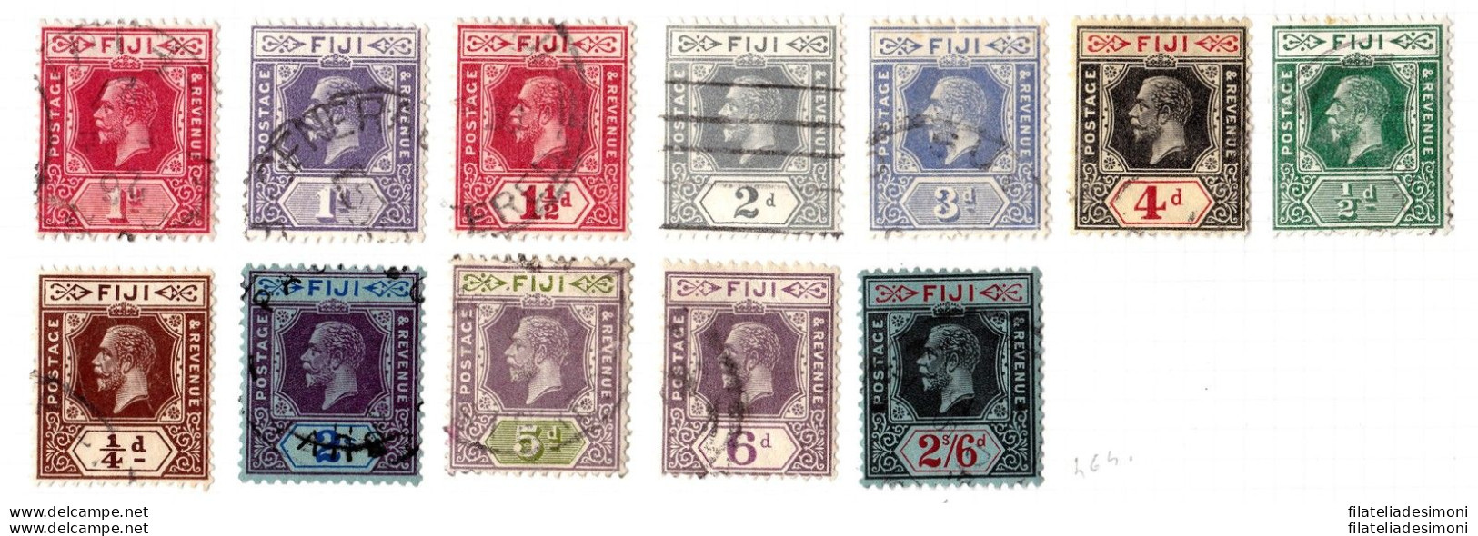 1912-27 FIJI, George V° 12 Values  USED - Andere & Zonder Classificatie