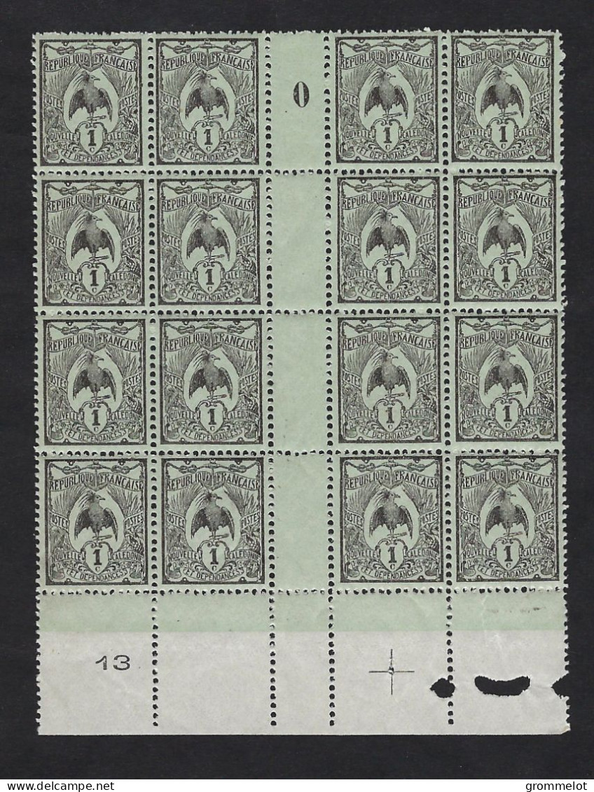 Nouvelle Calédonie: N° 88 Bloc De 16 Avec Millésime 0, Neuf Sans Trace De Charnière, Très Beau - Unused Stamps