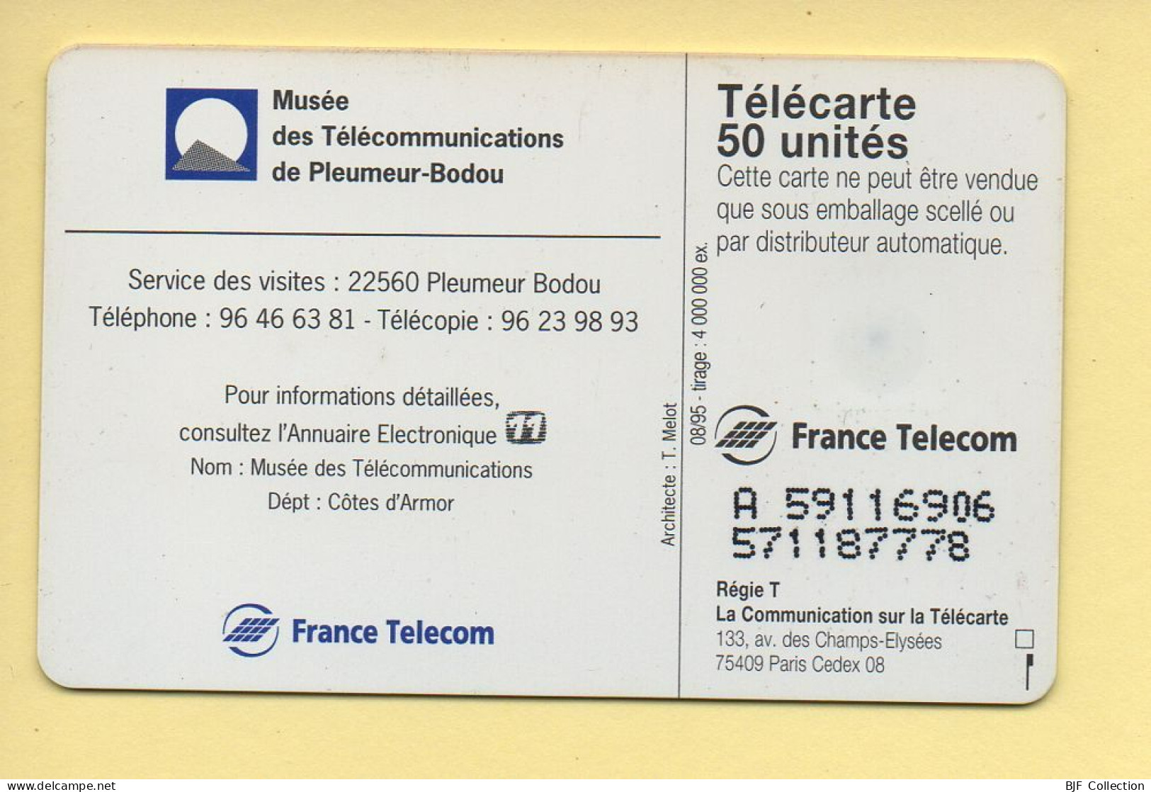 Télécarte 1995 : PLEUMEUR BODOU / 50 Unités / 08-95 (voir Puce Et Numéro Au Dos) - 1995