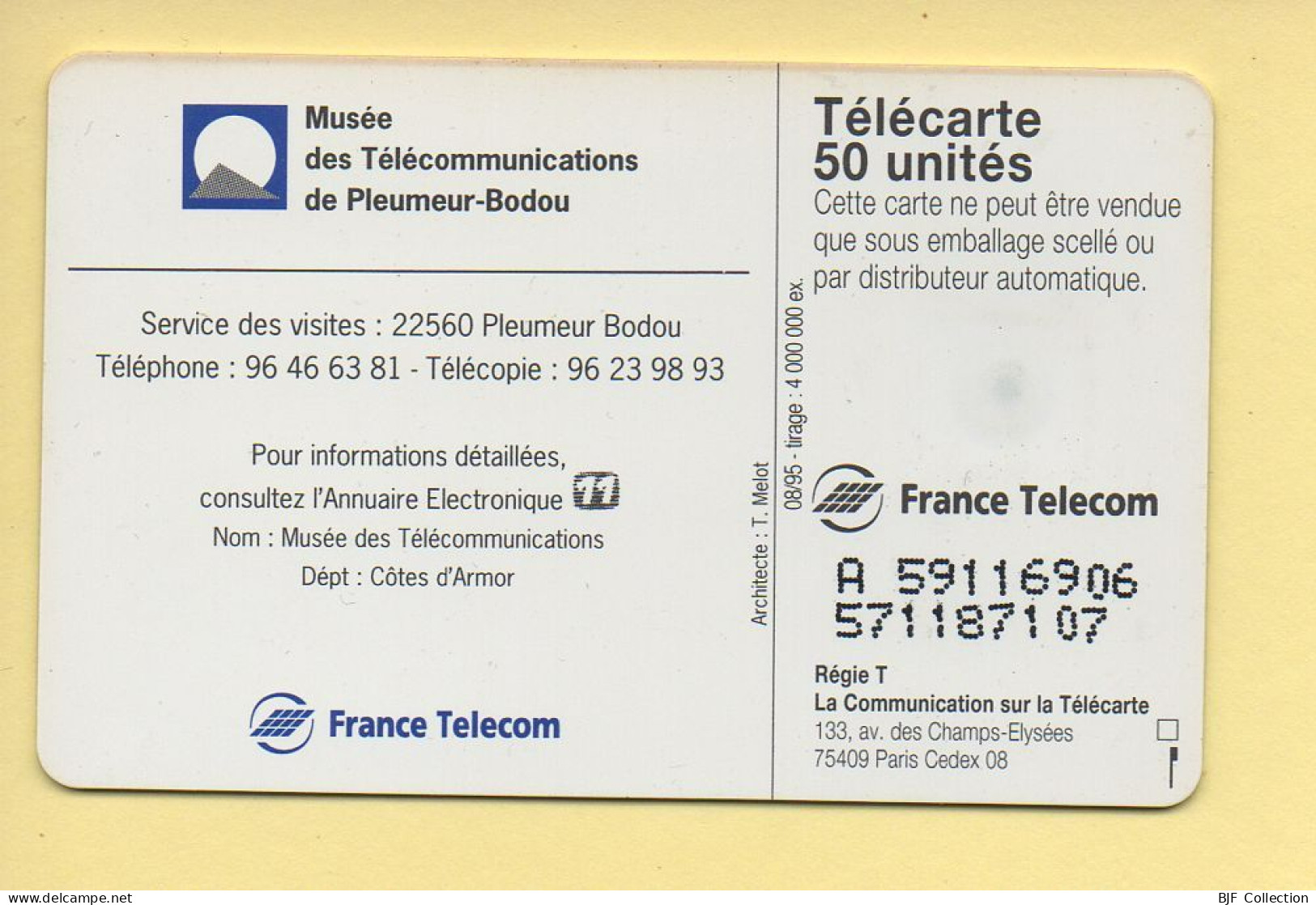 Télécarte 1995 : PLEUMEUR BODOU / 50 Unités / 08-95 (voir Puce Et Numéro Au Dos) - 1995