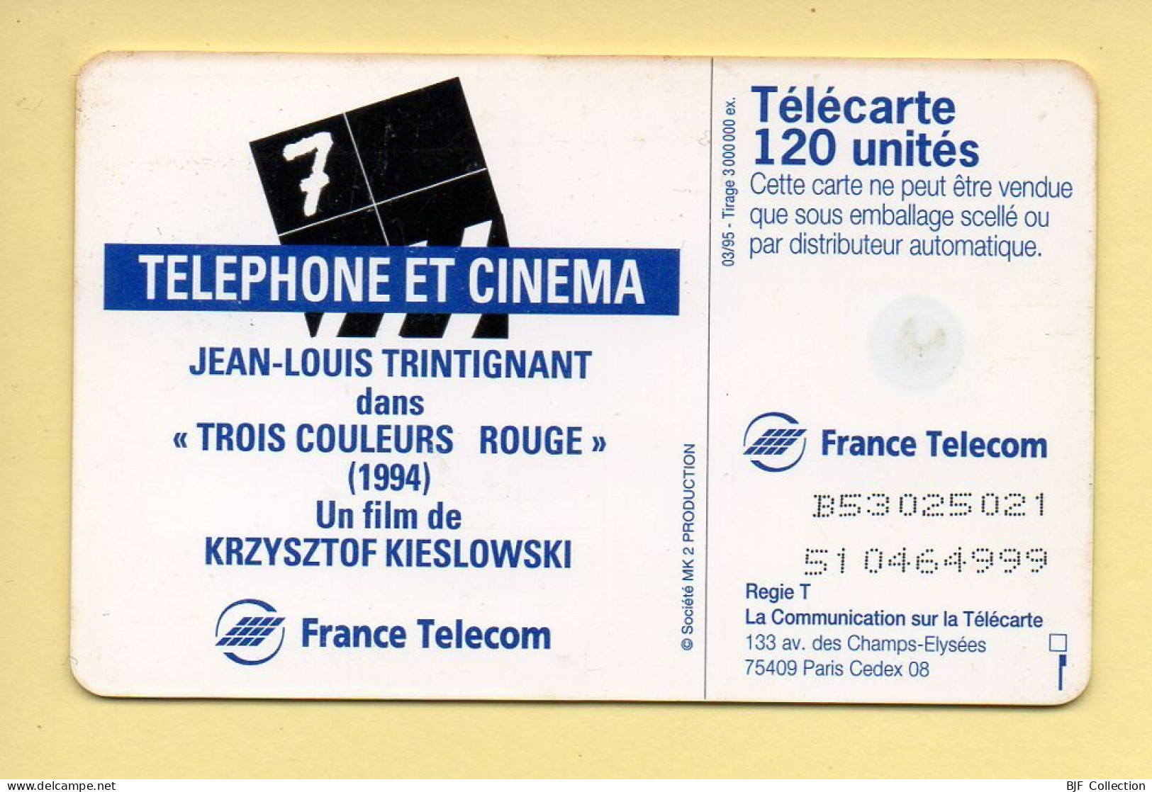 Télécarte 1995 : JEAN-LUOIS TRINTIGNANT / 120 Unités / 03-95 (voir Puce Et Numéro Au Dos) - 1995