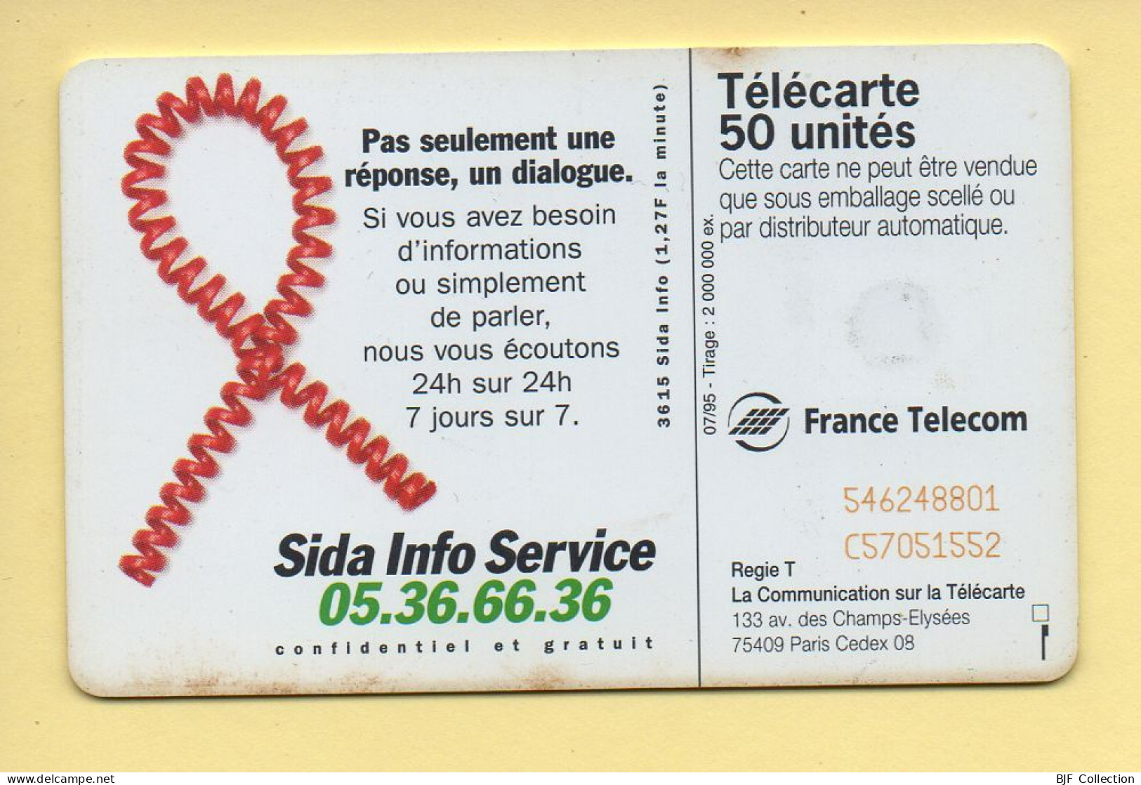 Télécarte 1995 : SIDA HOMME / 50 Unités / 07-95 (voir Puce Et Numéro Au Dos) - 1995