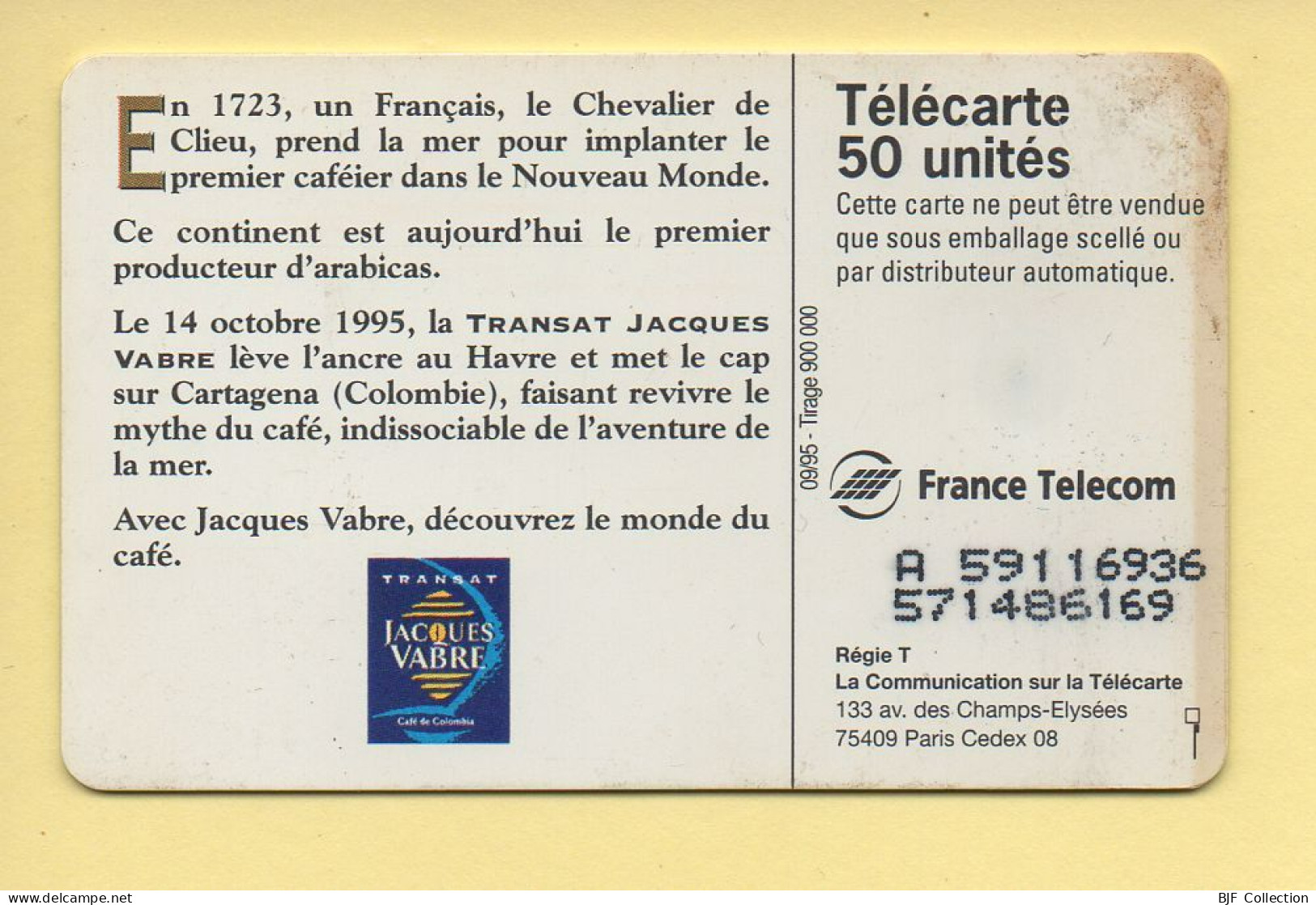 Télécarte 1995 : J.VABRE TRANSAT / 50 Unités / 09-95 (voir Puce Et Numéro Au Dos) - 1995