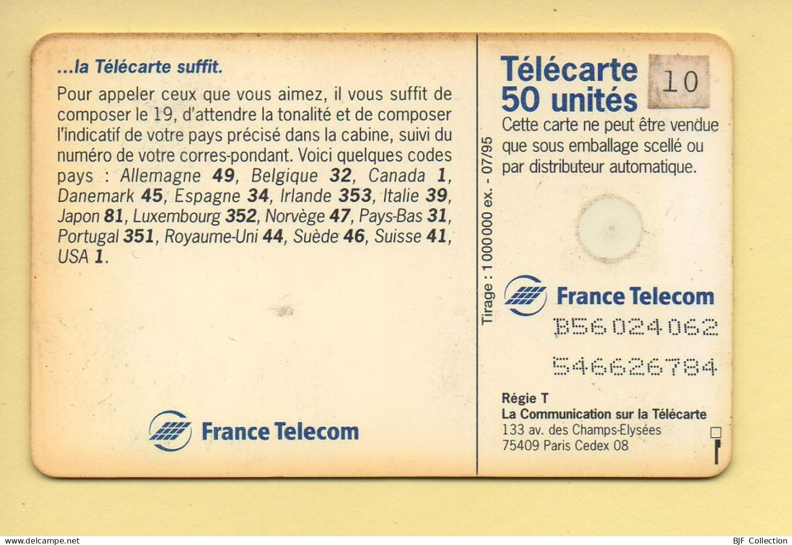 Télécarte 1995 : APPELEZ CHEZ VOUS / 50 Unités / 07-95 (voir Puce Et Numéro Au Dos) - 1995