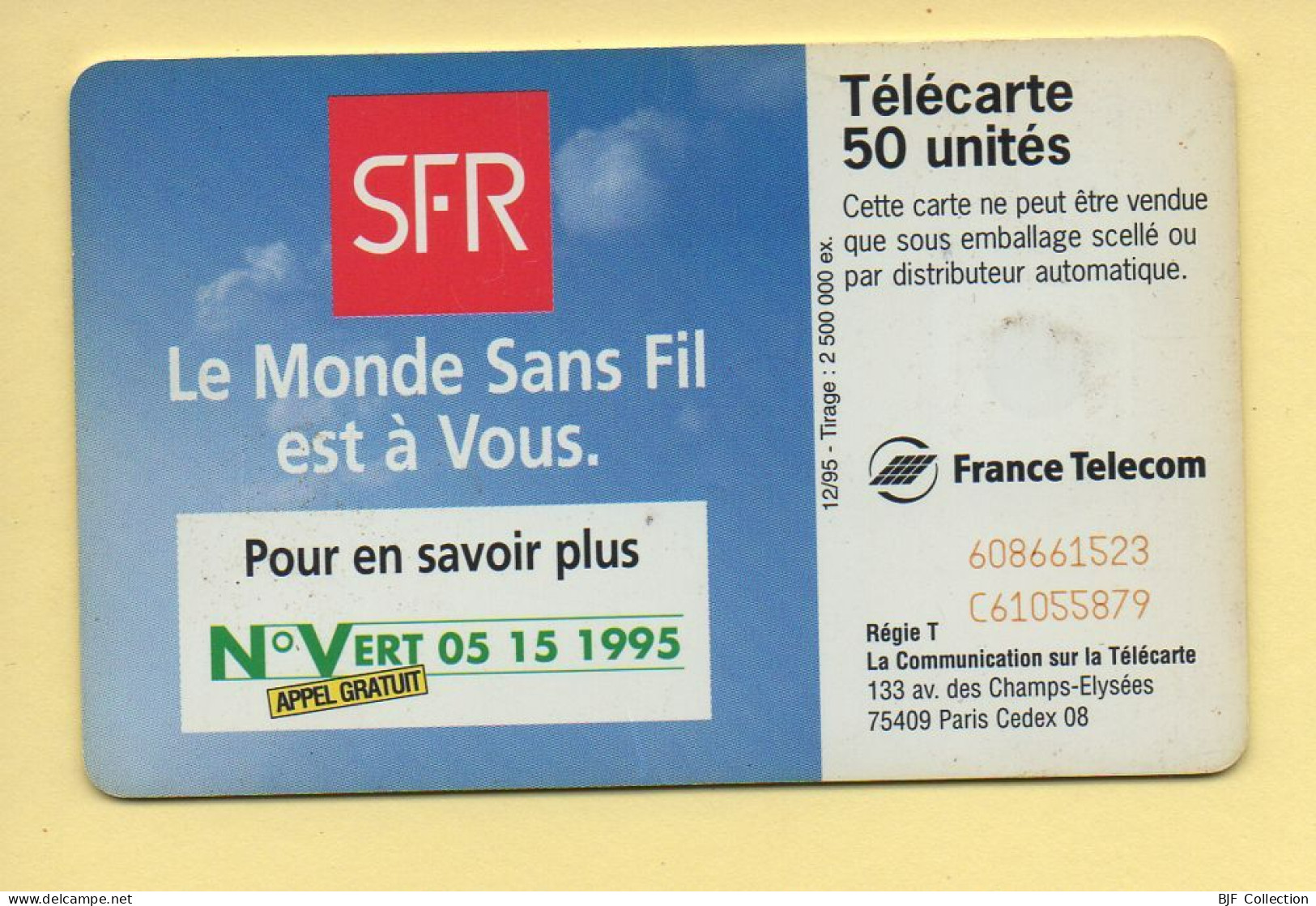 Télécarte 1995 : SFR 4 / 50 Unités / 12-95 (voir Puce Et Numéro Au Dos) - 1995