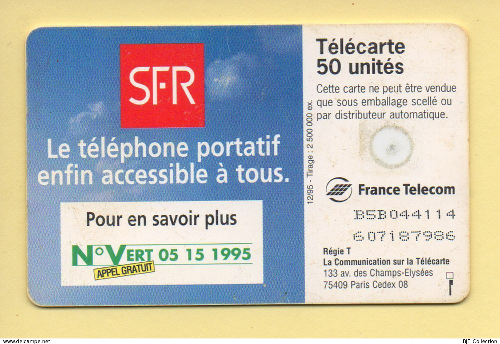 Télécarte 1995 : SFR 3 / 50 Unités / 12-95 (voir Puce Et Numéro Au Dos) - 1995