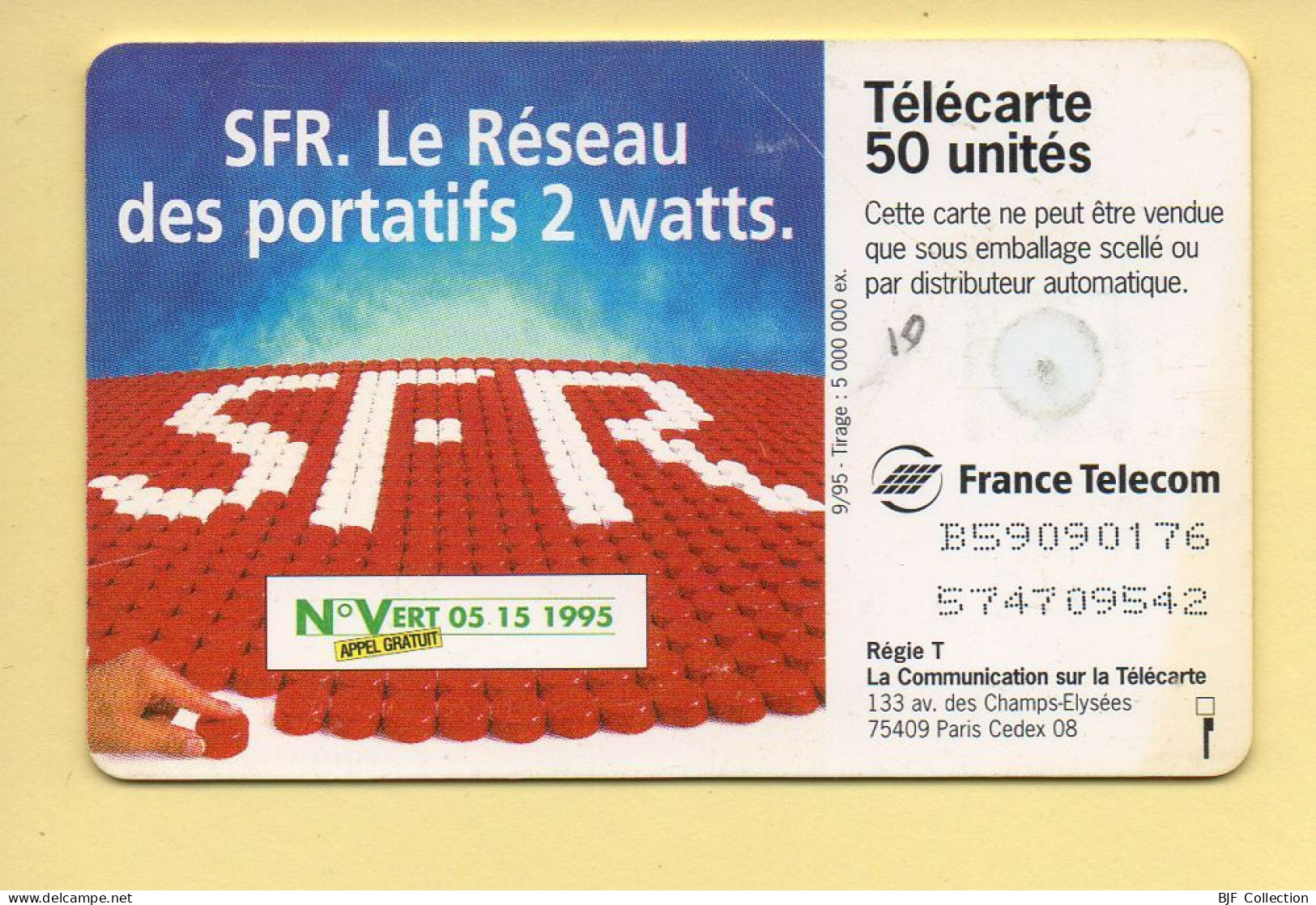 Télécarte 1995 : SFR 2 / 50 Unités / N° B59090176/574709542 / 09-95 (voir Puce Et Numéro Au Dos) - 1995