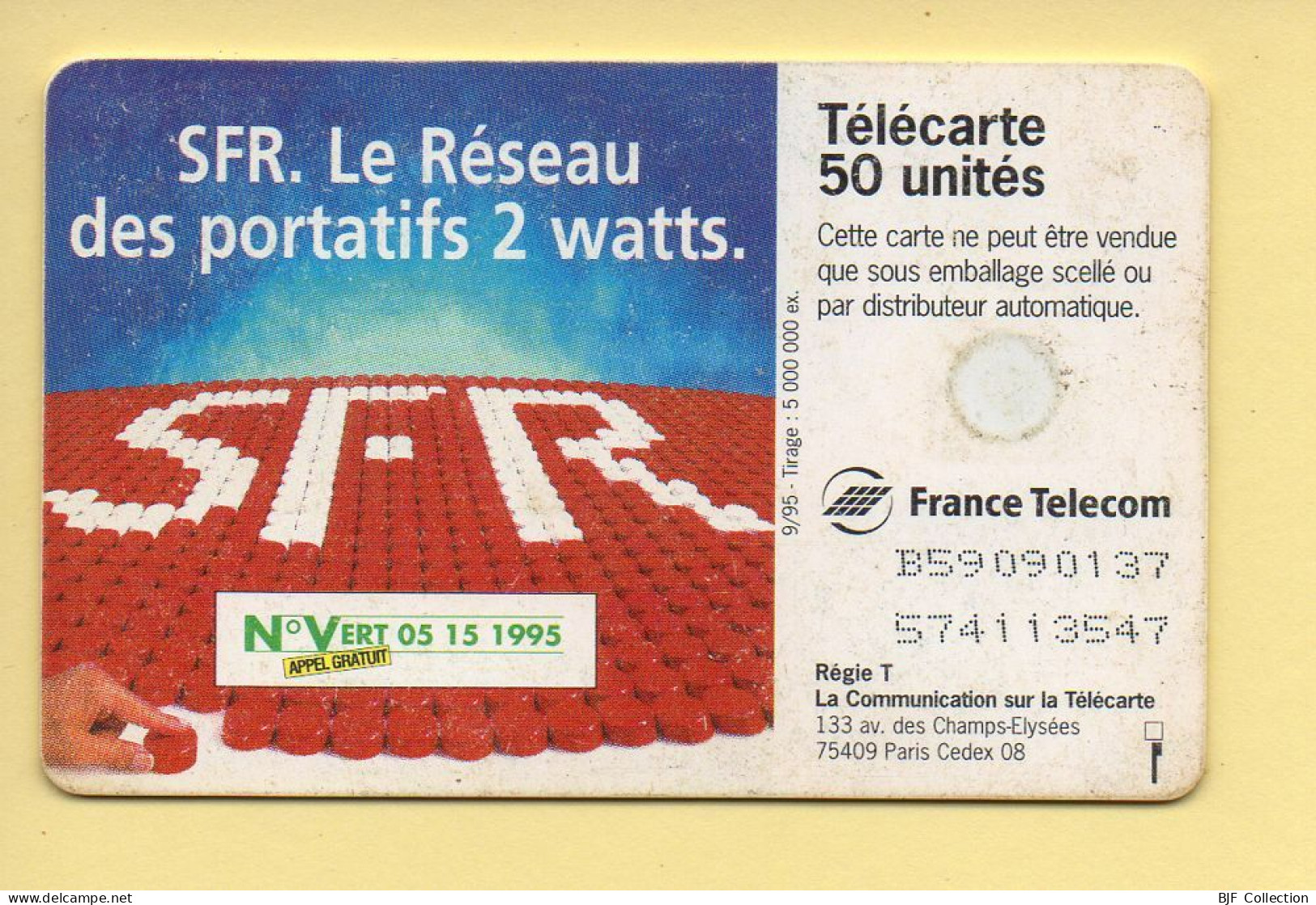 Télécarte 1995 : SFR 2 / 50 Unités / N° B59090137/574113547 / 09-95 (voir Puce Et Numéro Au Dos) - 1995