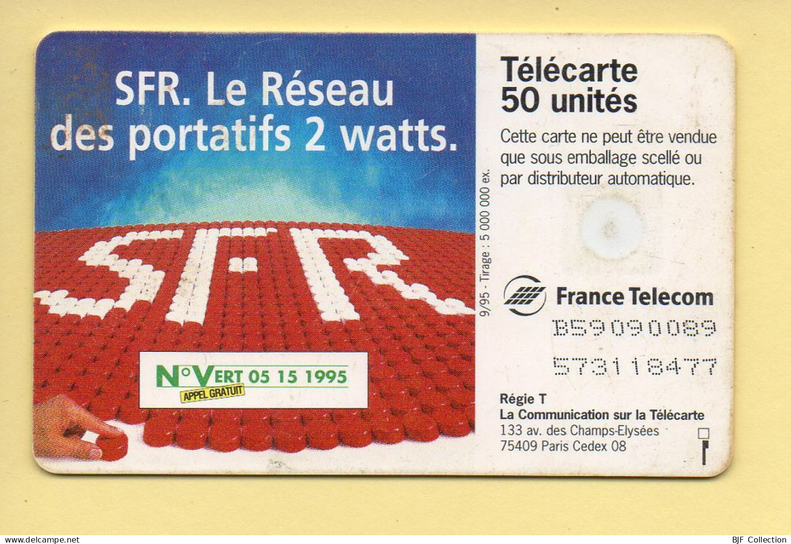 Télécarte 1995 : SFR 2 / 50 Unités / N° B59090089/573118477 / 09-95 (voir Puce Et Numéro Au Dos) - 1995