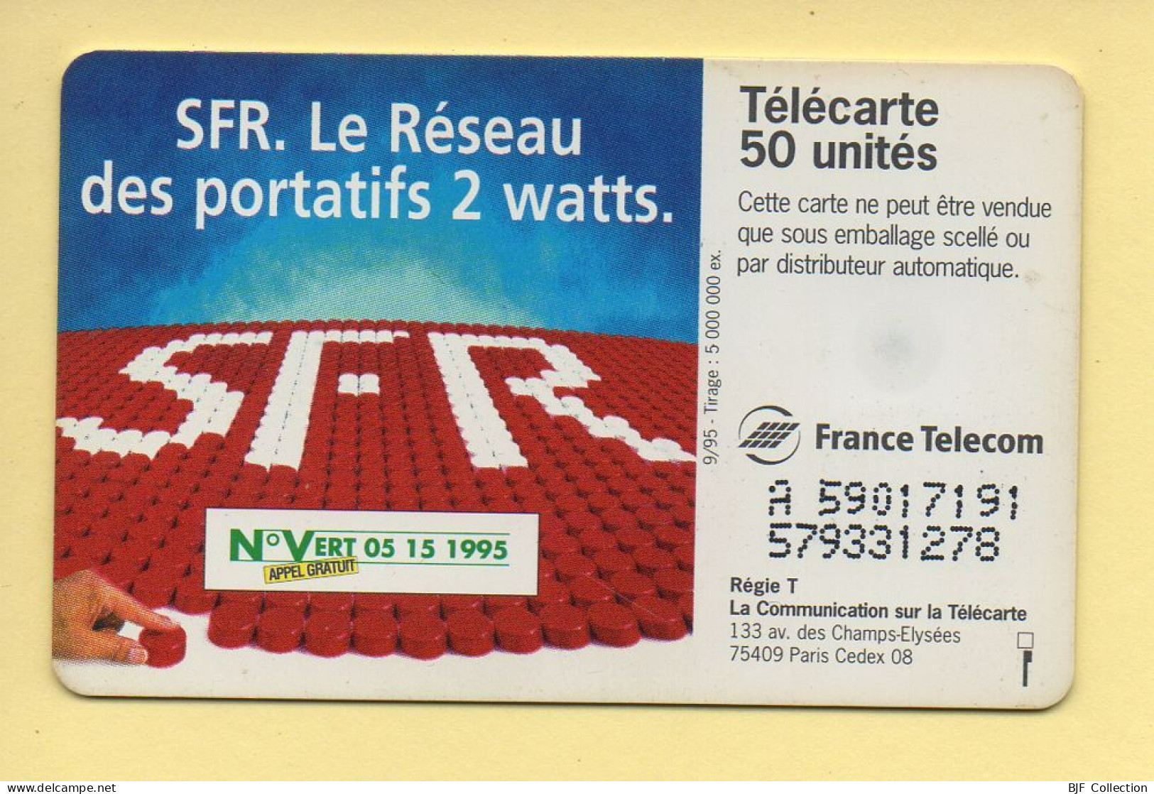 Télécarte 1995 : SFR 2 / 50 Unités / N° A 59017191/579331278 / 09-95 (voir Puce Et Numéro Au Dos) - 1995