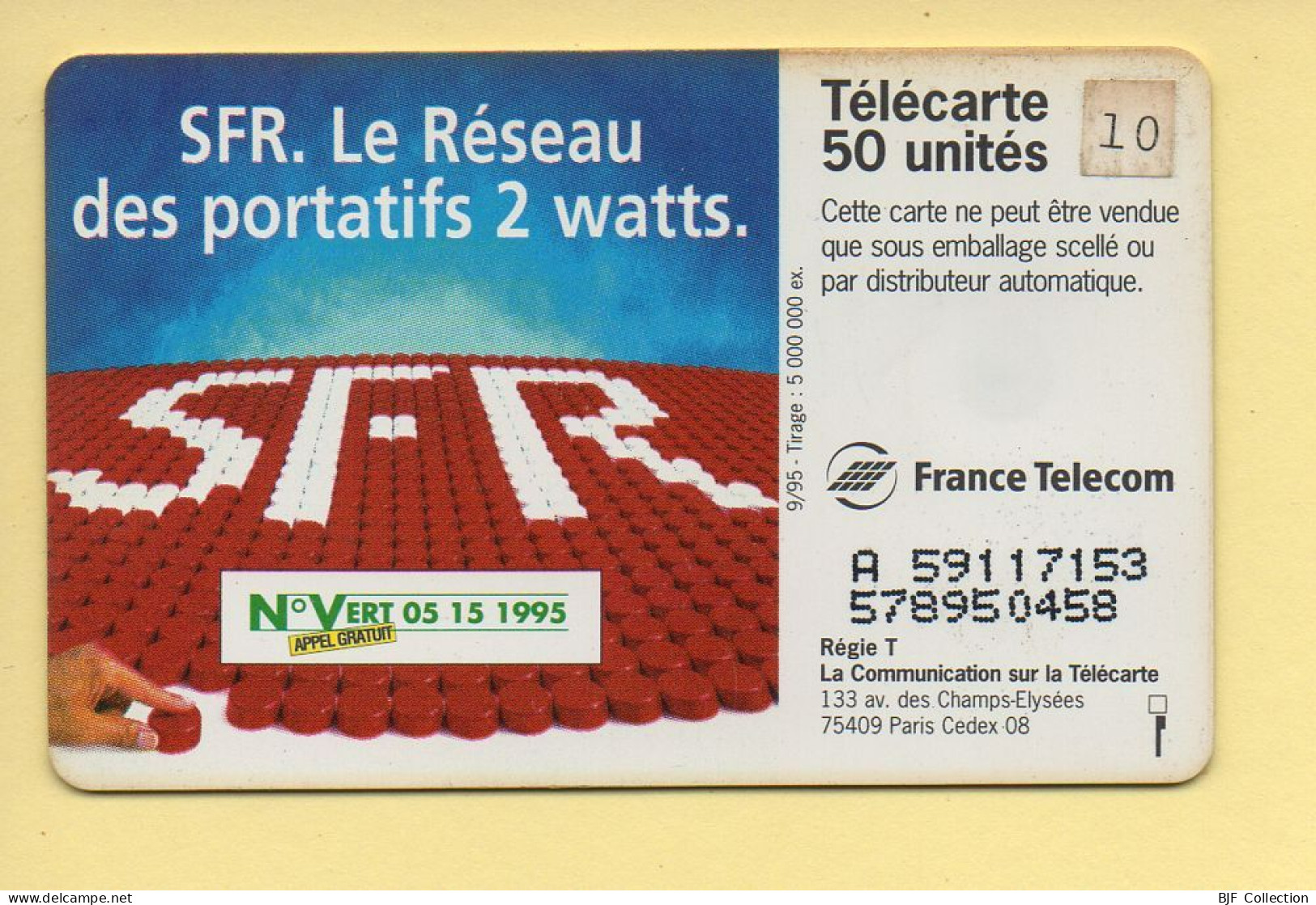 Télécarte 1995 : SFR 2 / 50 Unités / N° A 59117153/578950458 / 09-95 (voir Puce Et Numéro Au Dos) - 1995