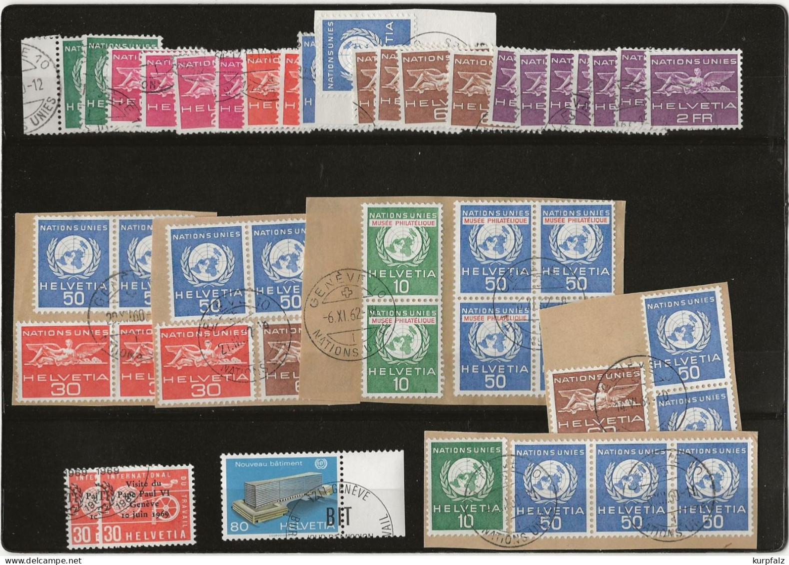 Schweiz Ämter, Nations Unies - Steckkarte Mit Gestempelten Briefmarken - Used Stamps