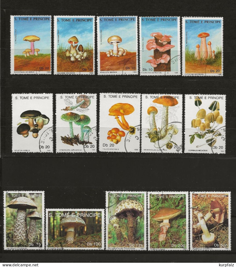 Pilze, Mushrooms, Fungi - 3 Gestempelte Sätze São Tomé + Príncipe - Funghi