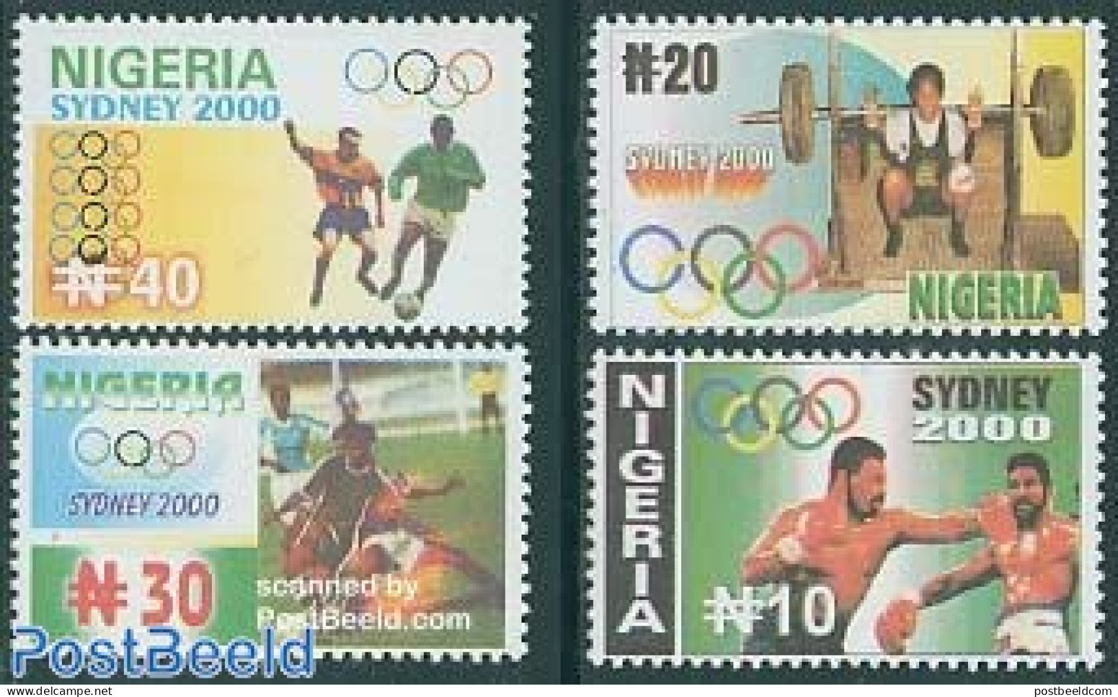 Nigeria 2000 Olympic Games Sydney 4v, Mint NH, Sport - Boxing - Football - Olympic Games - Weightlifting - Boxing