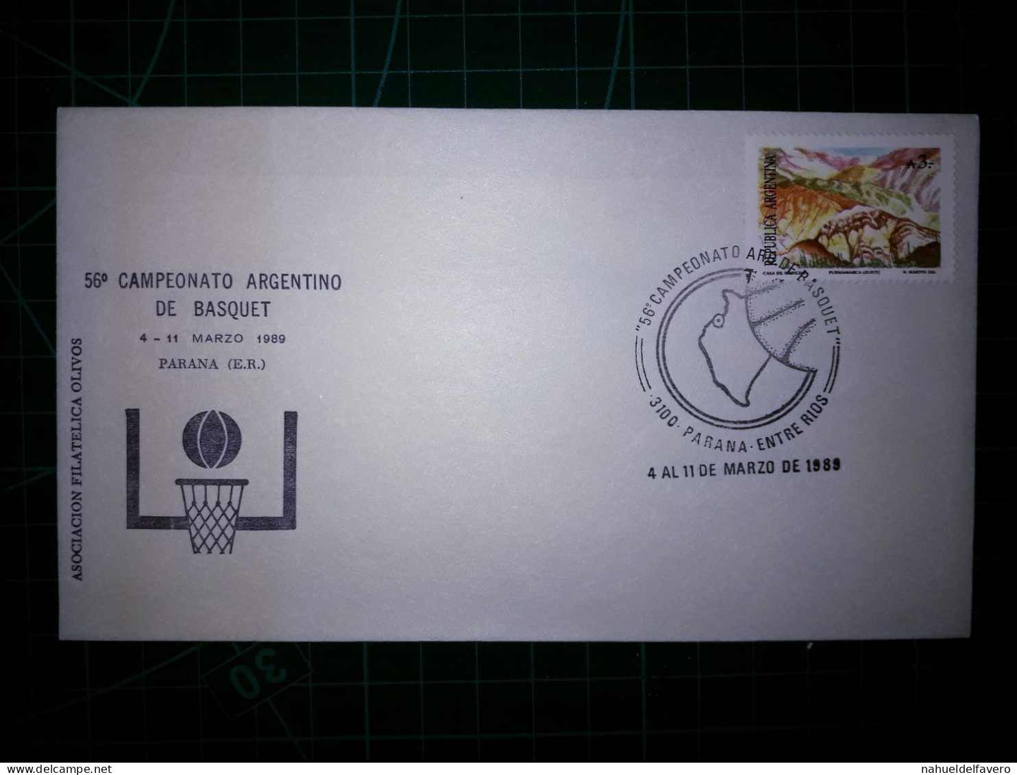 ARGENTINE, Enveloppe FDC, Commémorative Du "56ème Championnat Argentin De Basket-ball, Parana, Entre Rios" Avec Cachet D - FDC