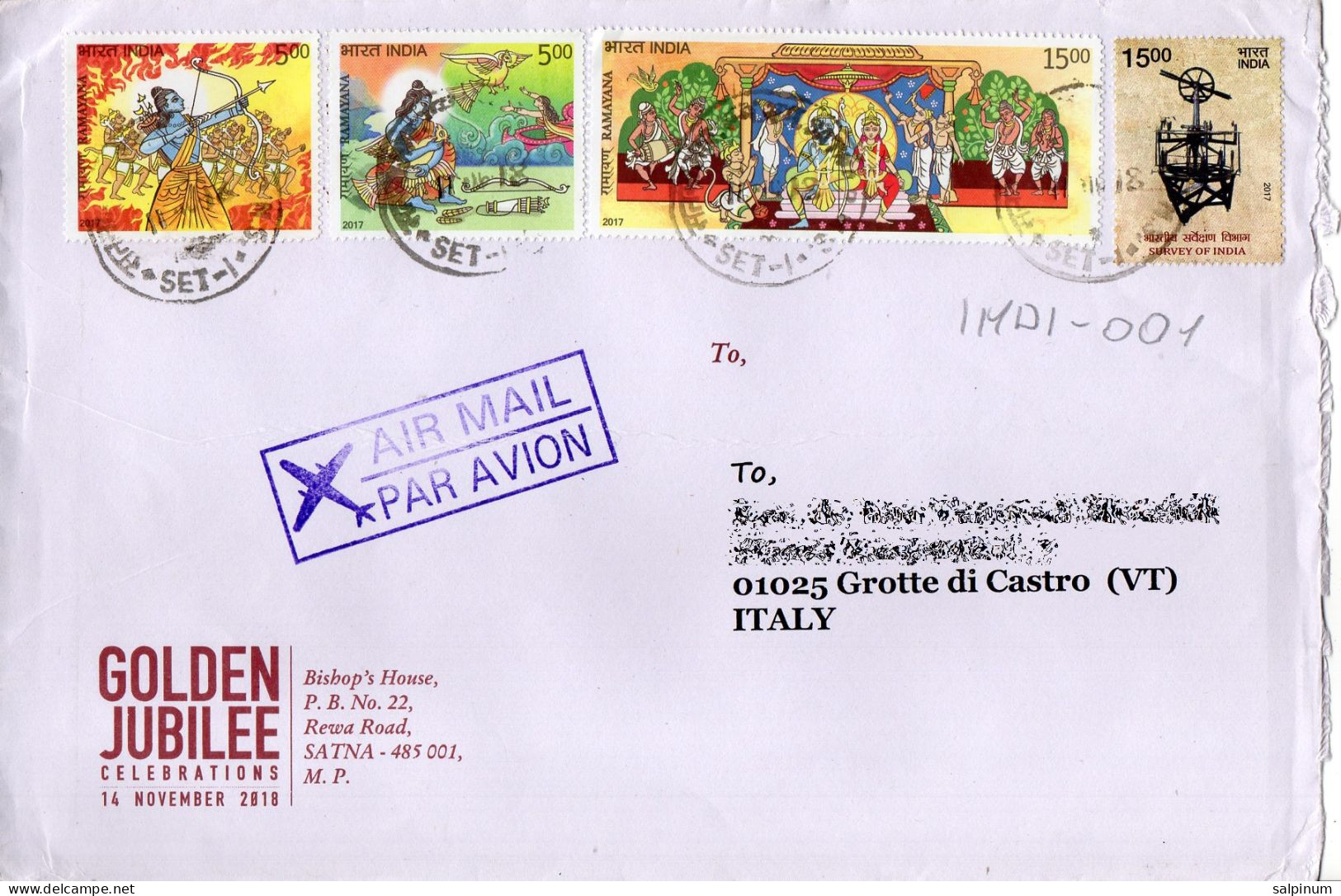 Philatelic Envelope With Stamps Sent From INDIA To ITALY - Cartas & Documentos