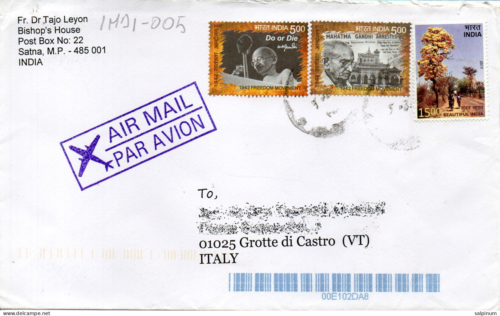 Philatelic Envelope With Stamps Sent From INDIA To ITALY - Briefe U. Dokumente