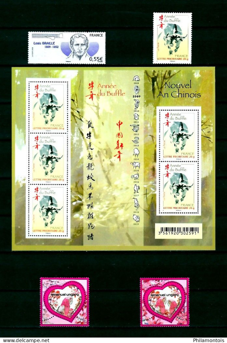 FRANCE - Année Complète 2009 Avec PA, Service, Blocs, Carnets - VF: 366 € - Neufs N** - TB - Vendus Sous Valeur Faciale. - 2000-2009