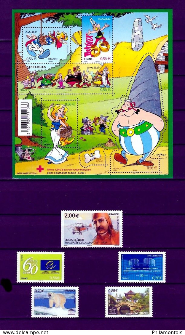FRANCE - Année complète 2009 avec PA, Service, Blocs, Carnets - VF: 366 € - Neufs N** - TB - Vendus sous valeur faciale.