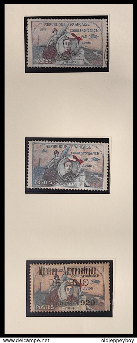 FRANCE AIRMAIL VIGNETTE "CORRESPONDANCE PAR AVION GUYNEMER " SET OF 3 WITH MEETING AERONAUTIQUE Du BUC OVERPRINT - Cinderellas