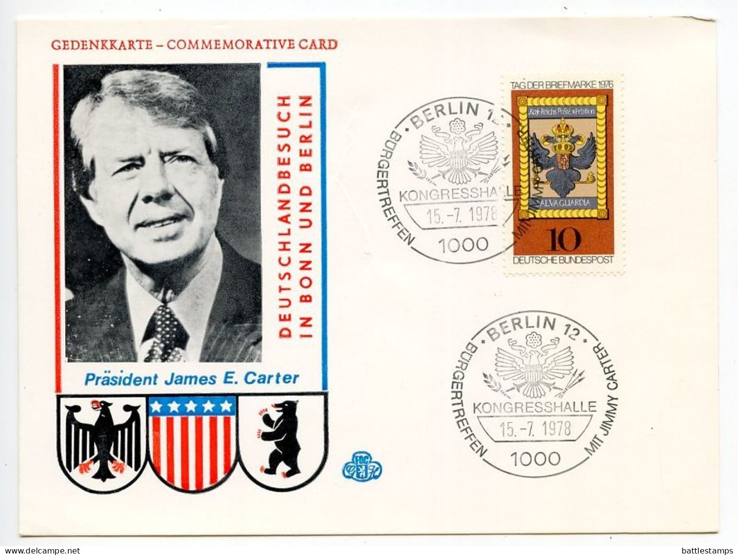 Germany, Berlin 1978 Souvenir Card - Visit Of U.S. President James E. Carter To Bonn & Berlin Germany - Covers & Documents