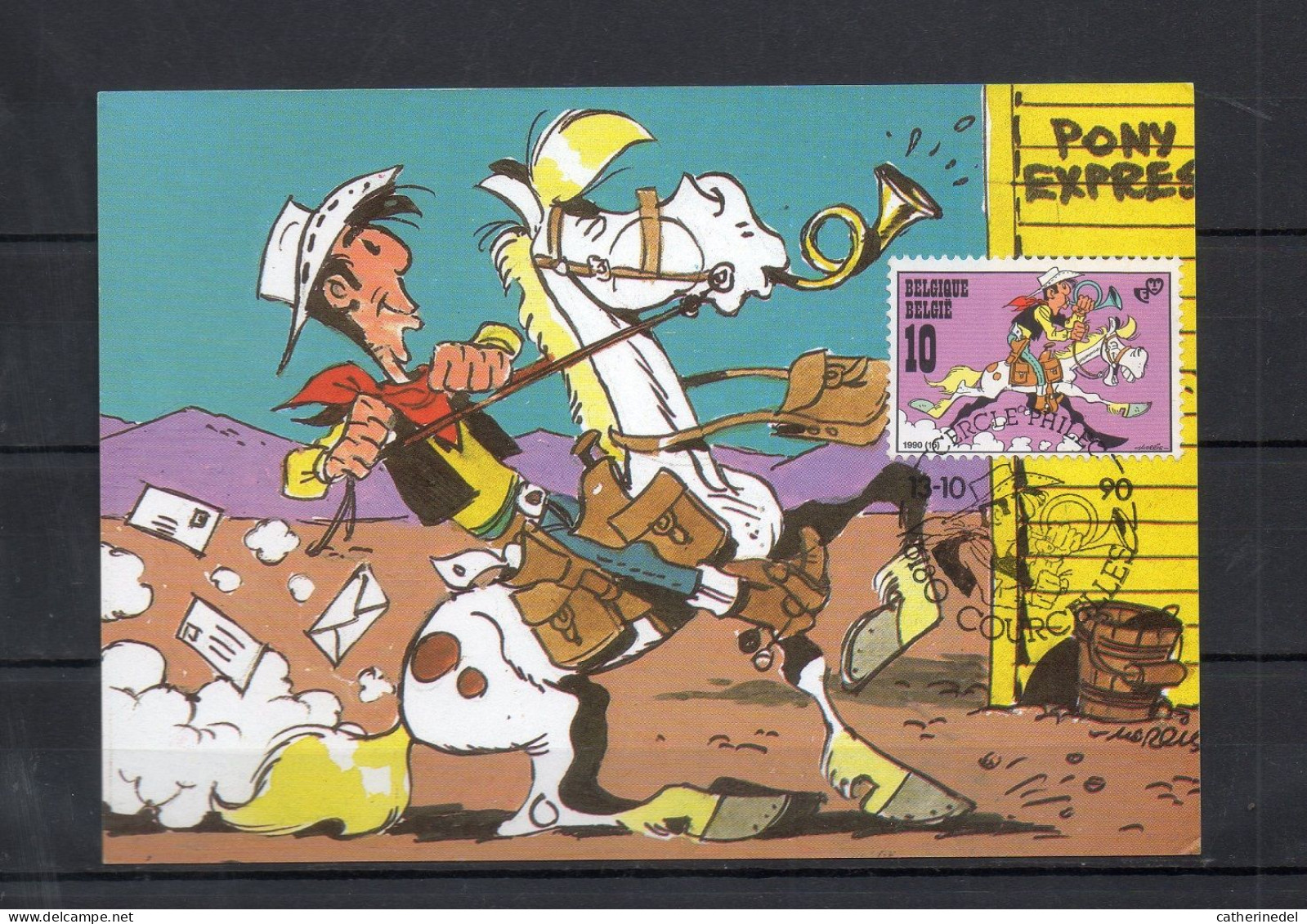 Année 1990 : Carte Maximum 2390 - Lucky Luke - Obli. Courcelles - 1981-1990