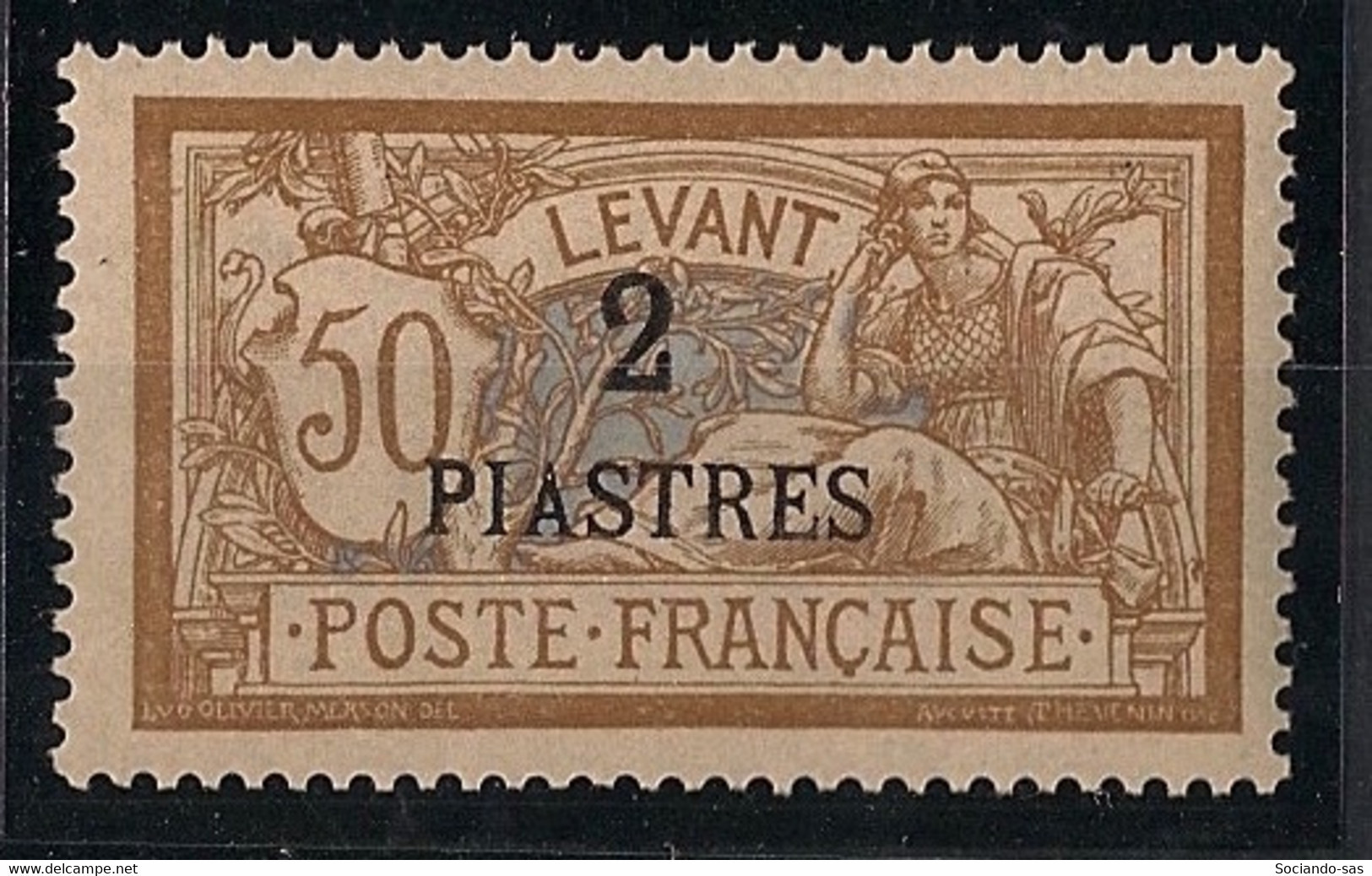 LEVANT - 1902-20 - N°YT. 20 - Type Merson 2pi Sur 50c Brun - Neuf Luxe ** / MNH / Postfrisch - Unused Stamps