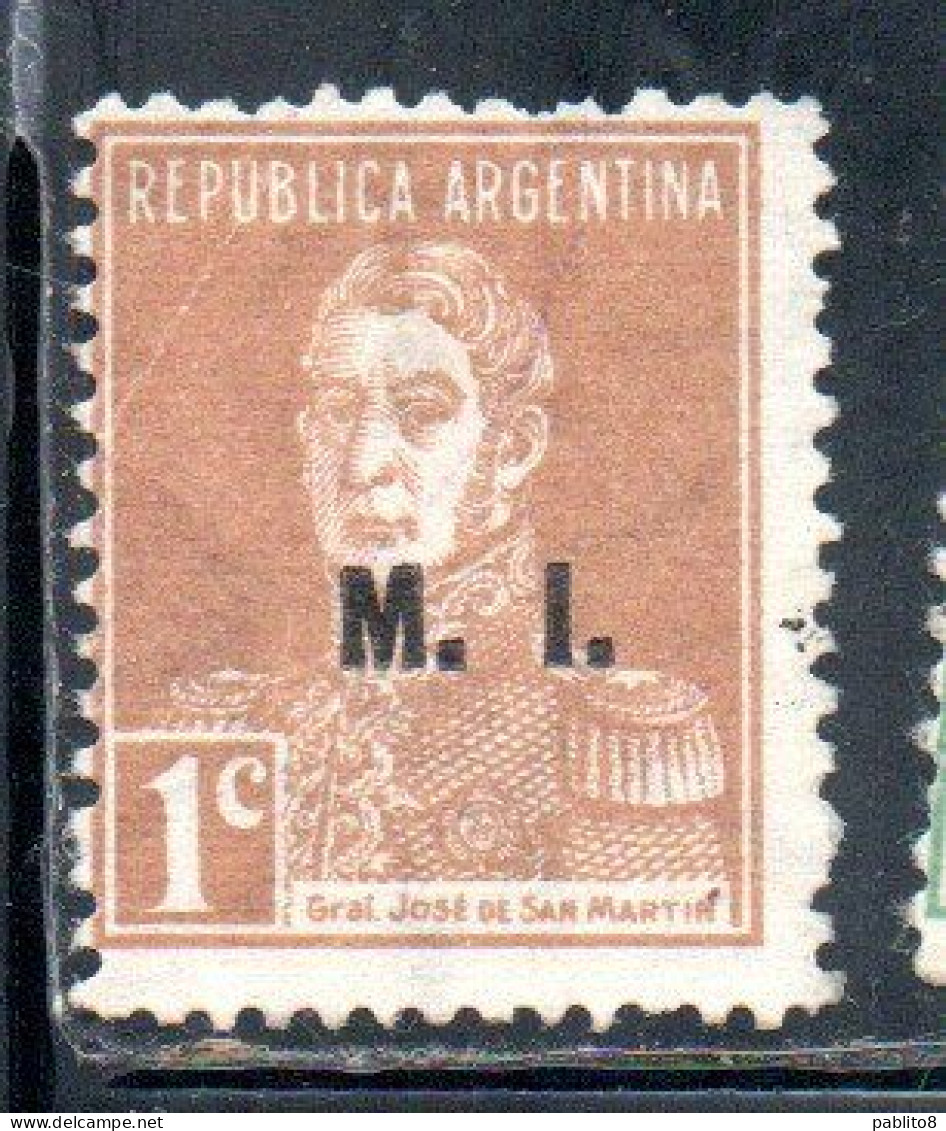 ARGENTINA 1923 1931 OFFICIAL DEPARTMENT STAMP OVERPRINTED M.I. MINISTRY OF INTERIOR MI 1c MH - Service