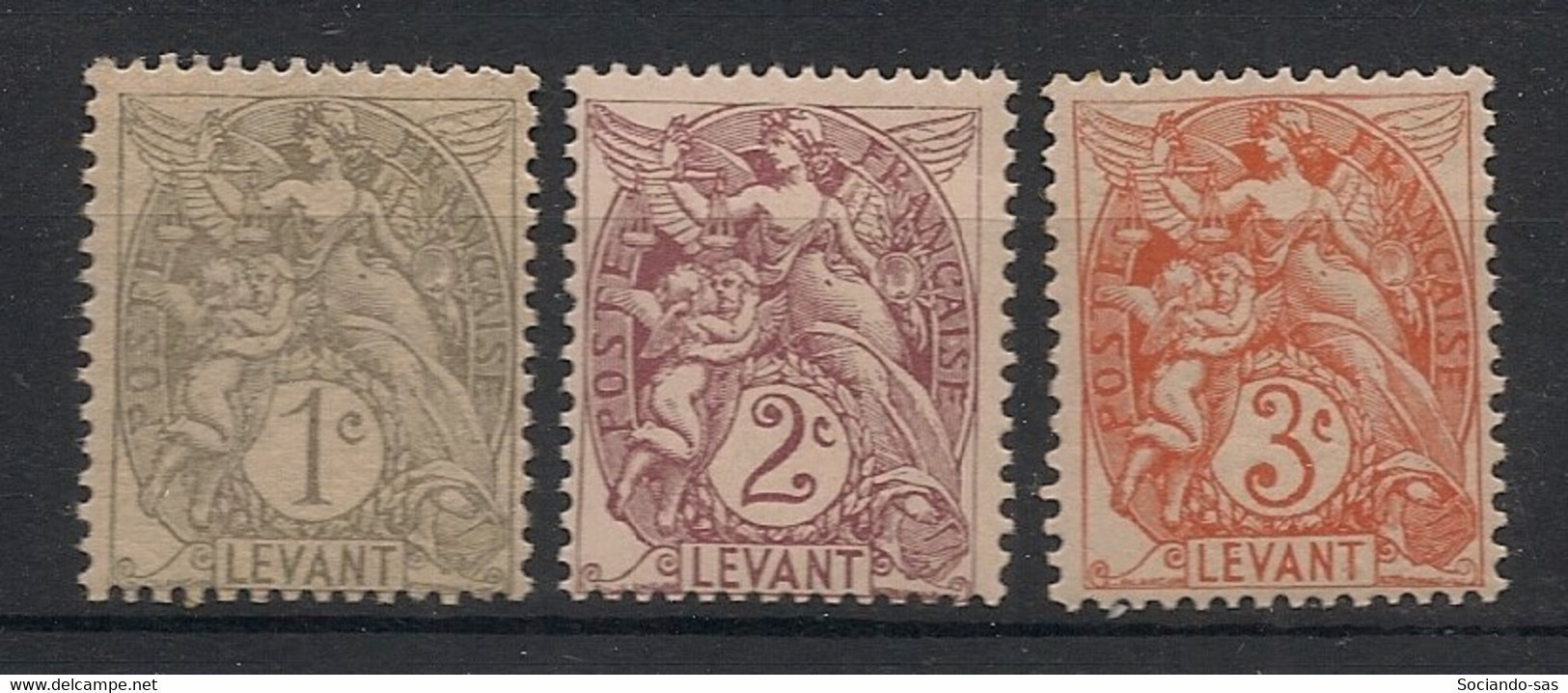 LEVANT - 1902-20 - N°YT. 9 à 11 - Type Blanc 1c / 2c / 3c - Neuf Luxe ** / MNH / Postfrisch - Ongebruikt