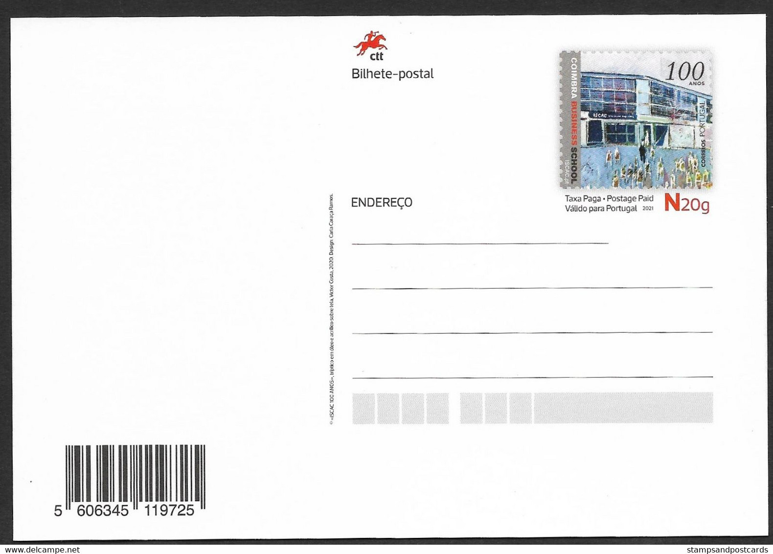 Portugal Entier Postal 2021 École De Commerce De Coimbra Business School Stationery - Postal Stationery