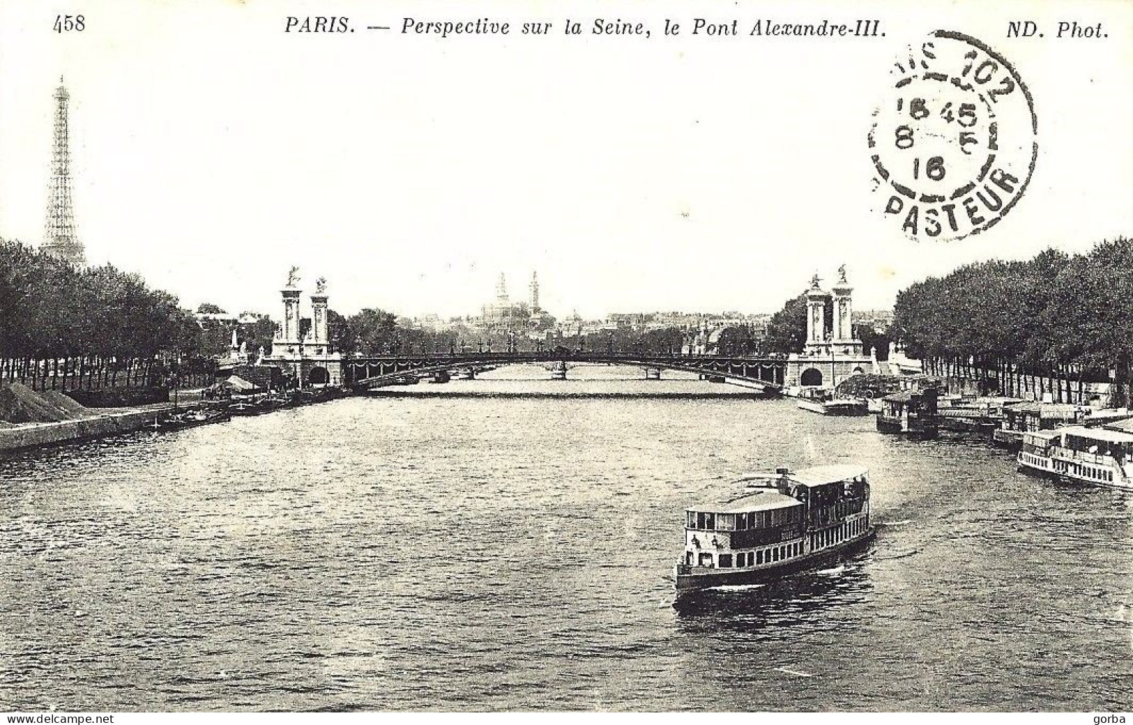 *CPA - 75 PARIS  Perspective Sur La Seine - Le Pont Alexandre III - Bateau Mouche - La Seine Et Ses Bords