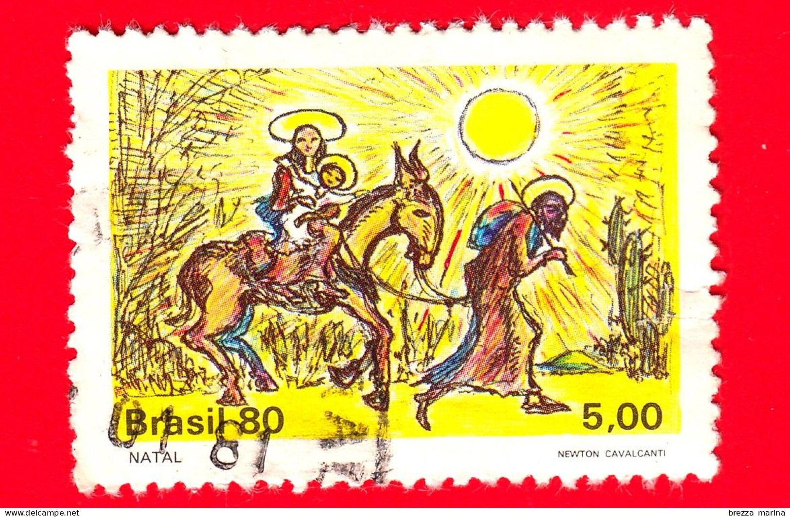 BRASILE - Usato - 1980 - Natale - Fuga In Egitto - Escape To Egypt - 5.00 - Used Stamps