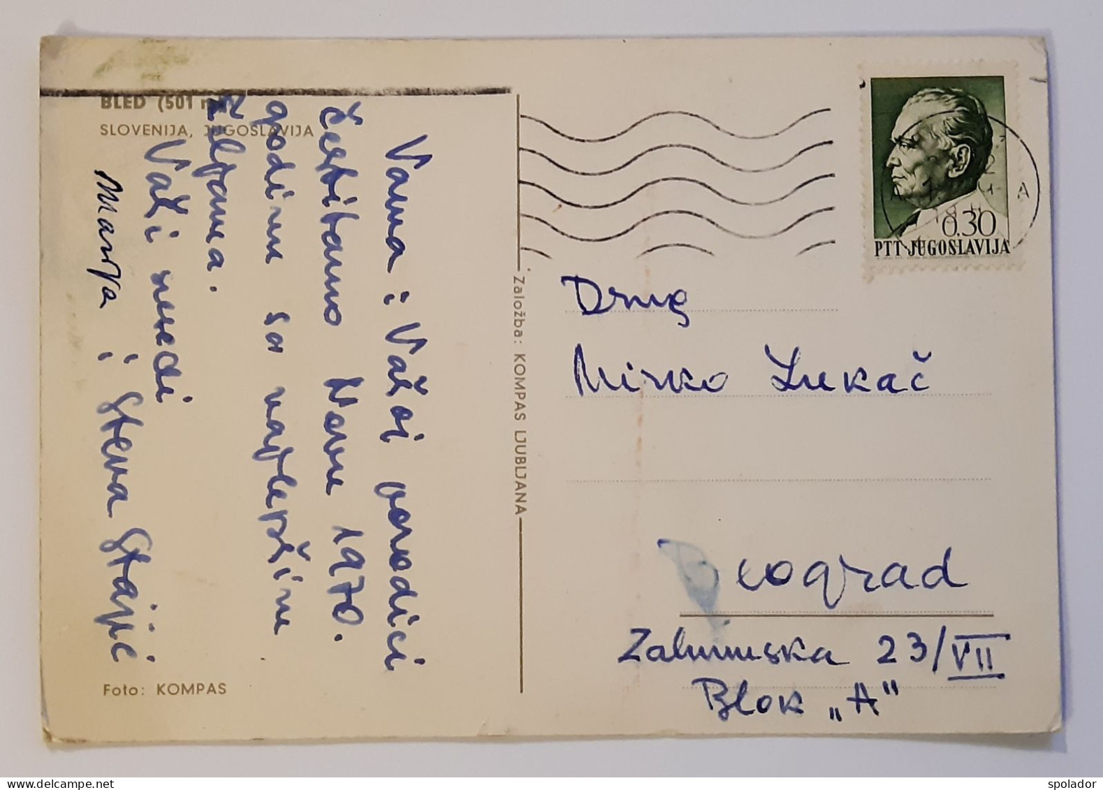 Ex-Yugoslavia-Vintage Photo Postcard-SLOVENIA-BLED-60s-used With Stamp-#11 - Jugoslavia