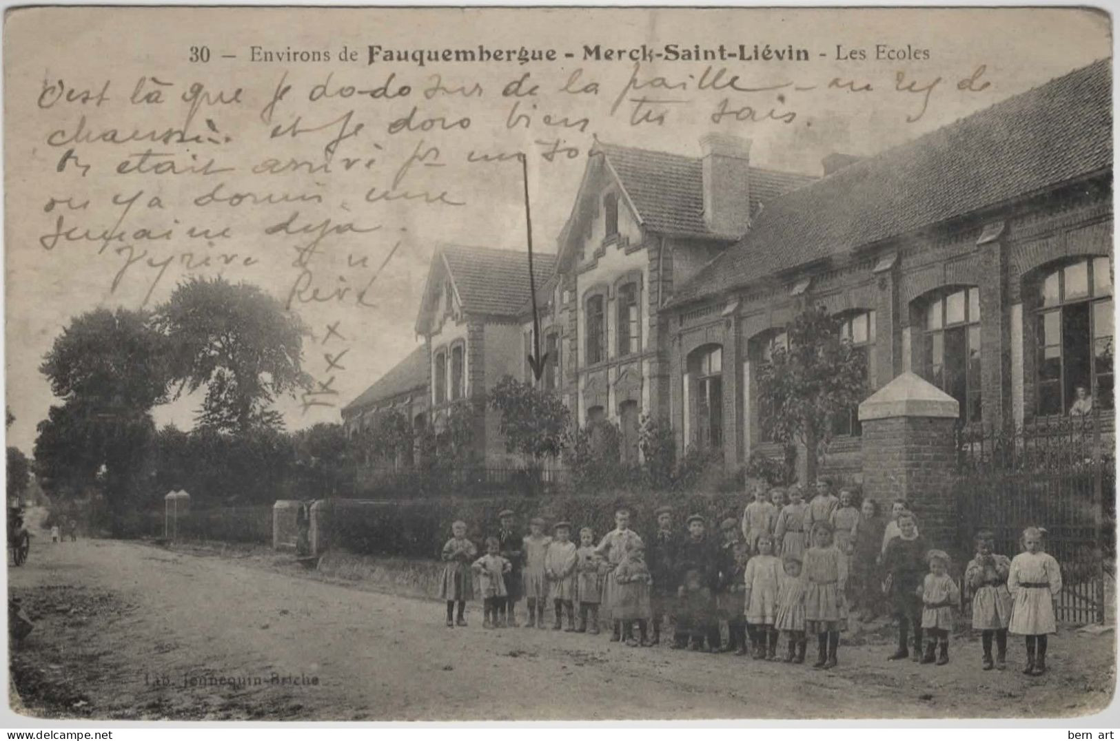 CPA.- 1918.- FAUQUEMBERGUE MERCK SAINT-LIEVIN. Les Ecoles.- N° 30.- Edit.: Jennequin-Briche .- Imp.: Catala Frères Paris - Fauquembergues