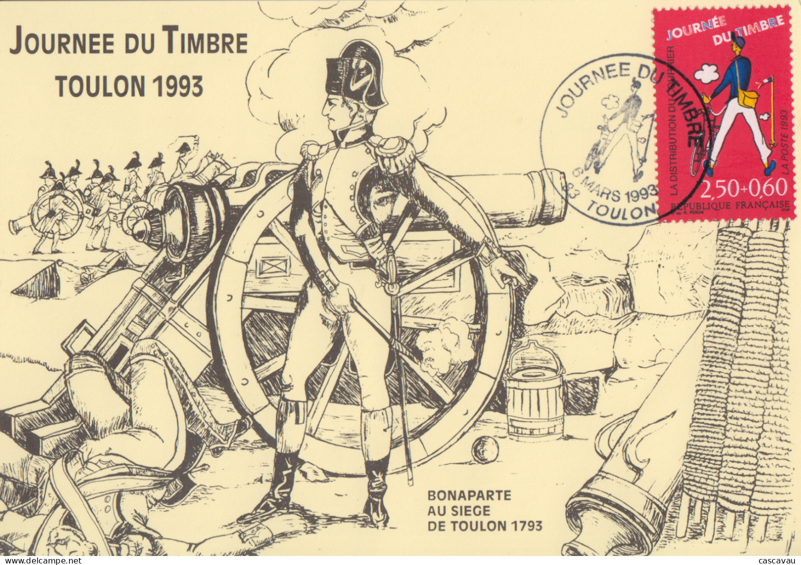 Carte  Locale  1er  Jour   FRANCE   JOURNEE  Du  TIMBRE    NAPOLEON   BONAPARTE   Au  Siége  De  TOULON    1993 - Stamp's Day