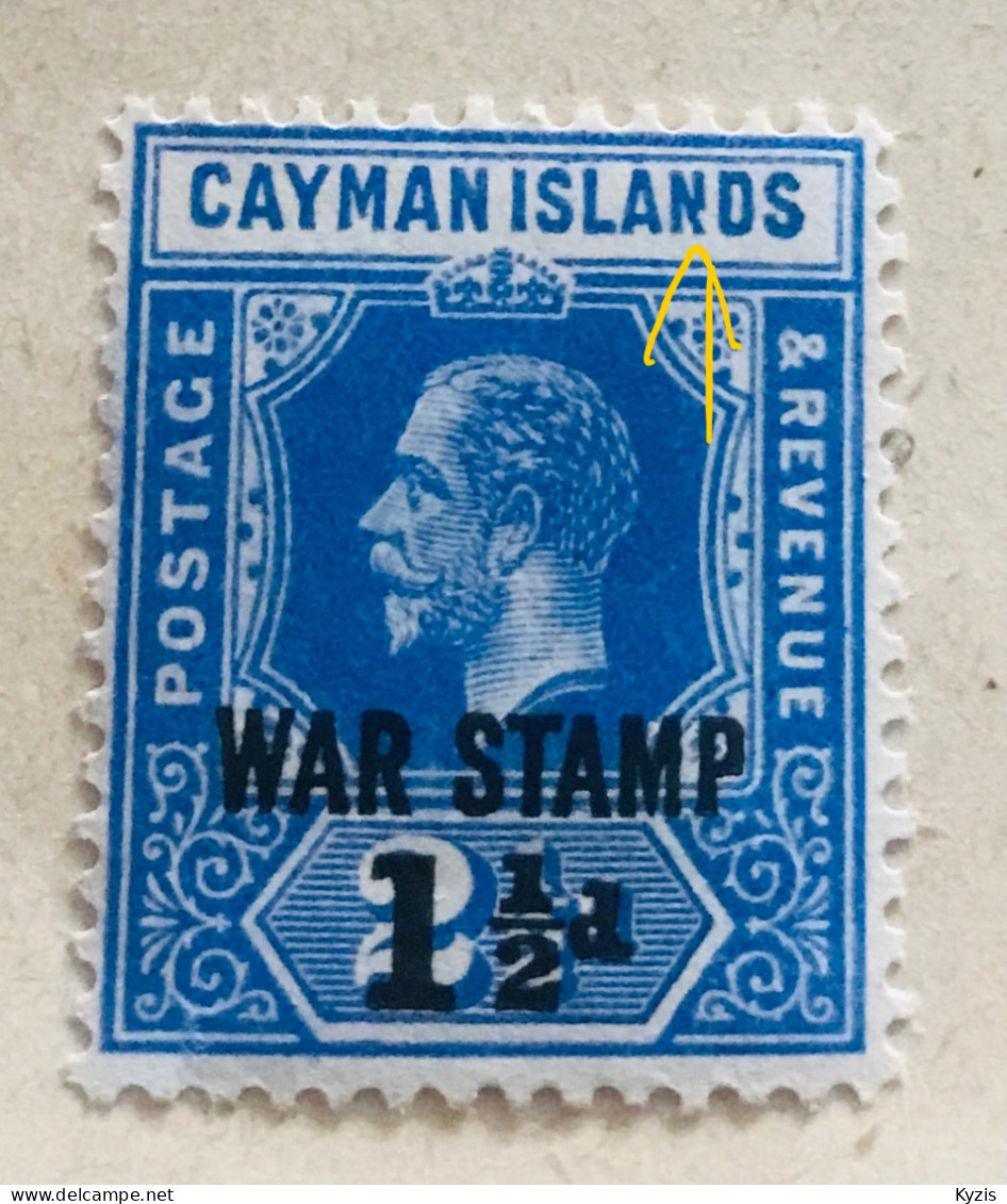 ÎLES CAYMAN - VARIÉTÉ - Roi George V Avec Surcharge  1917 - Caimán (Islas)