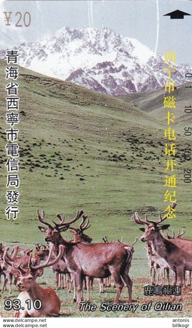 CHINA(Tamura) - Deers, Scenery Of Qilian, Tirage 20000, 10/93, Used - Chine