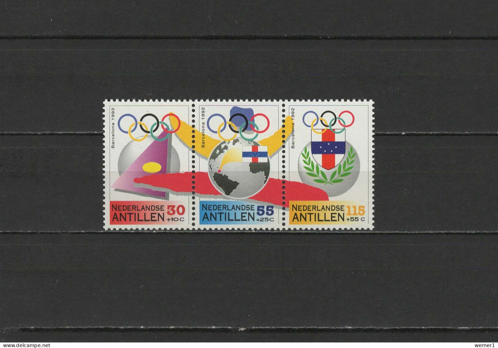 Netherland Antilles 1992 Olympic Games Barcelona Strip Of 3 MNH - Verano 1992: Barcelona