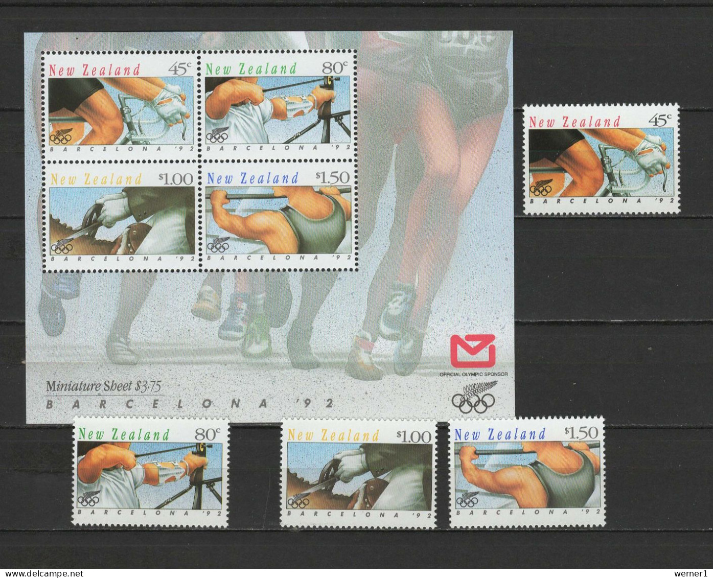 New Zealand 1992 Olympic Games Barcelona, Cycling, Archery, Equestrian Etc. Set Of 4 + S/s MNH - Summer 1992: Barcelona