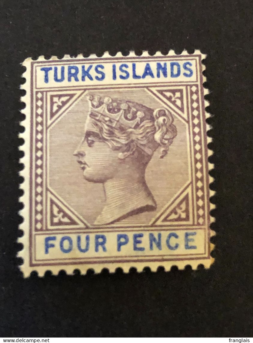 TURKS ISLANDS  SG 71  4d Purple And Ultramarine MH* - Turks & Caicos (I. Turques Et Caïques)