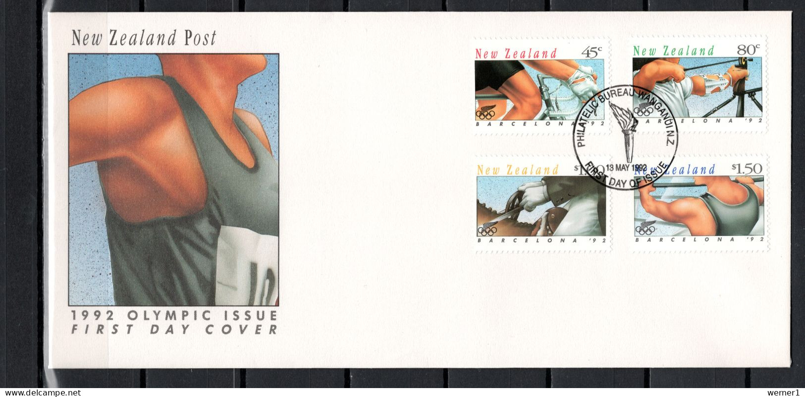 New Zealand 1992 Olympic Games Barcelona, Cycling, Archery, Equestrian Etc. Set Of 4 On FDC - Ete 1992: Barcelone