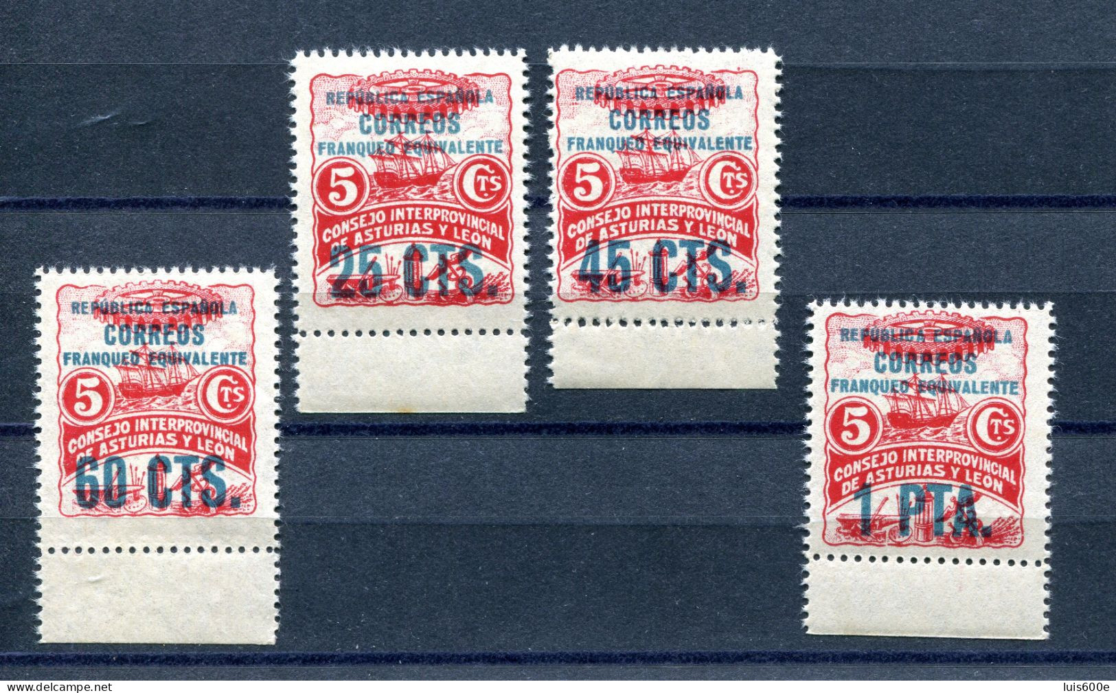 1937.ESPAÑA.ASTURIAS.EDIFIL 8/11**.NUEOS SIN FIJASELLOS(MNH)CATALOGO 30€ - Asturies & Leon