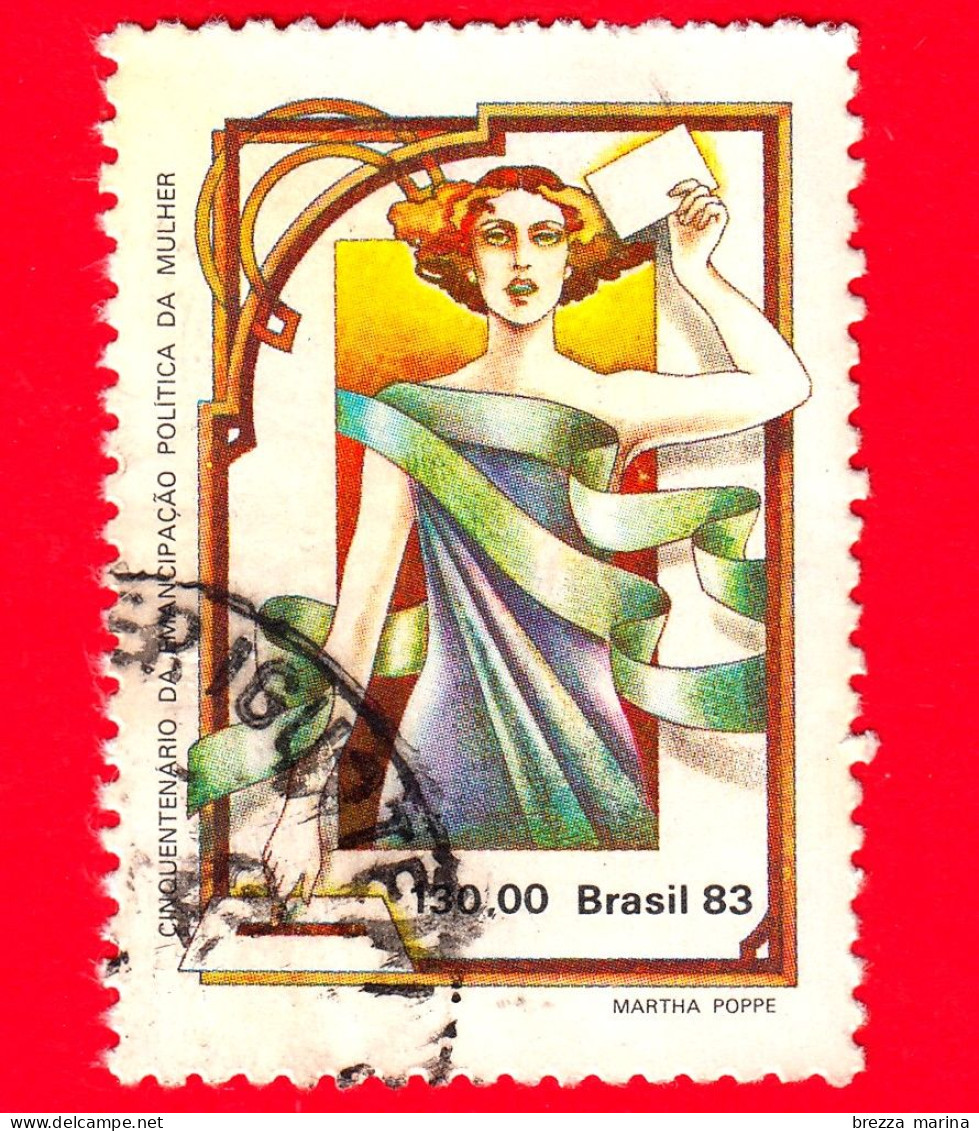 BRASILE - Usato - 1983 - 50 Anni Del Suffragio Femminile In Brasile - Donna Che Mostra Una Scheda Elettorale - 130.00 - Used Stamps