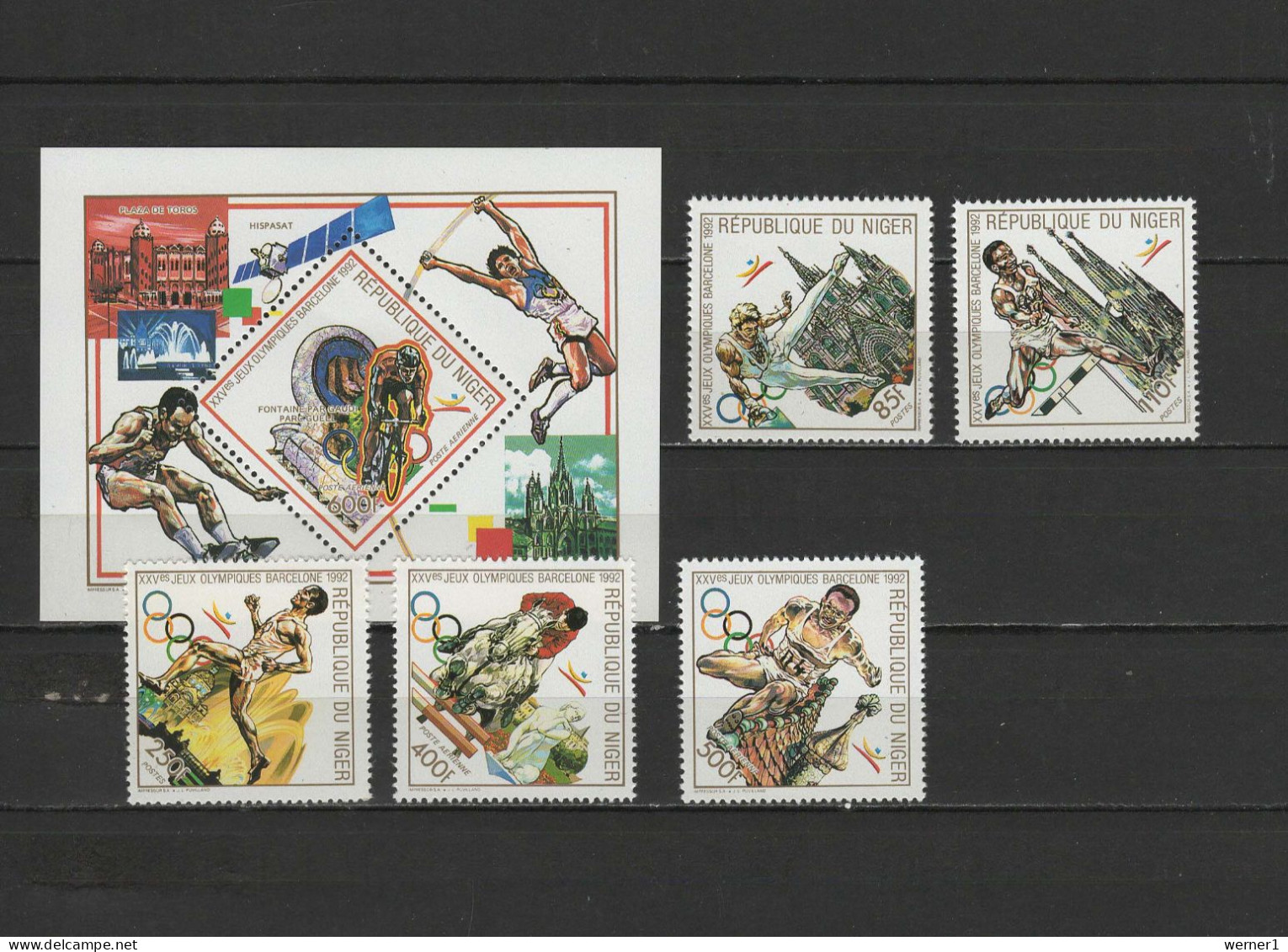 Niger 1990 Olympic Games Barcelona, Space, Cycling, Equestrian, Athletics Etc. Set Of 5 + S/s MNH - Ete 1992: Barcelone